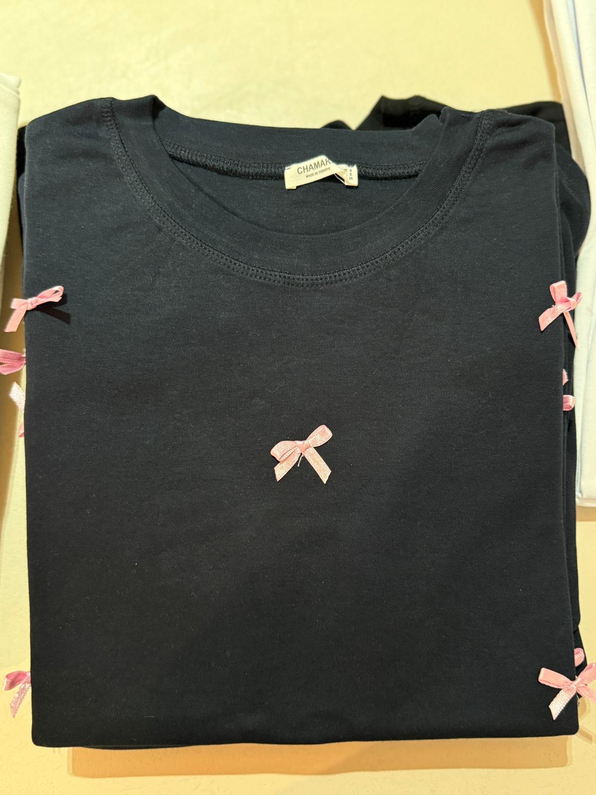 Kurdela detaylı Tshört (lacivert)