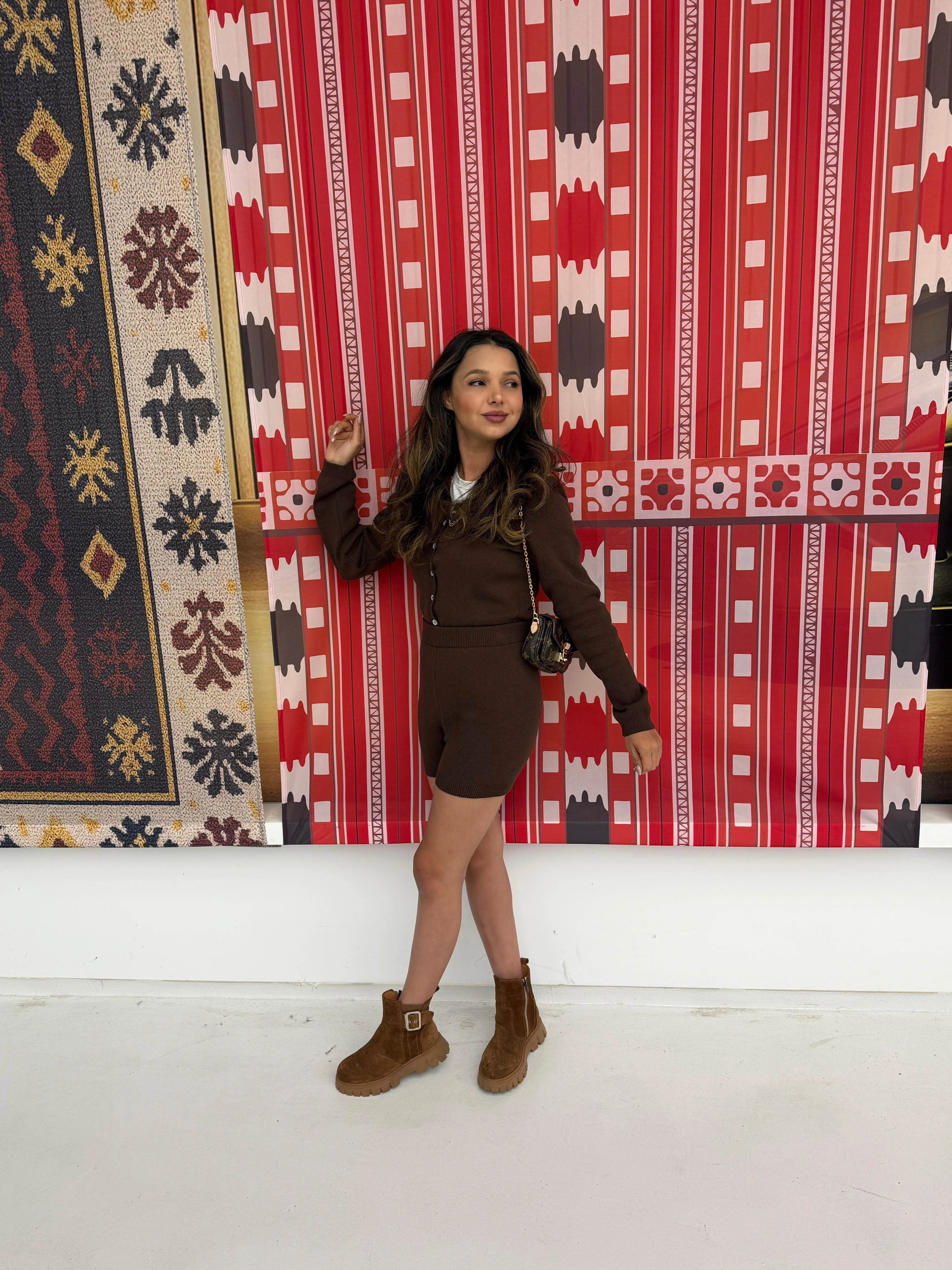 İkili Triko Bodysuit Şort Takım (kahve)