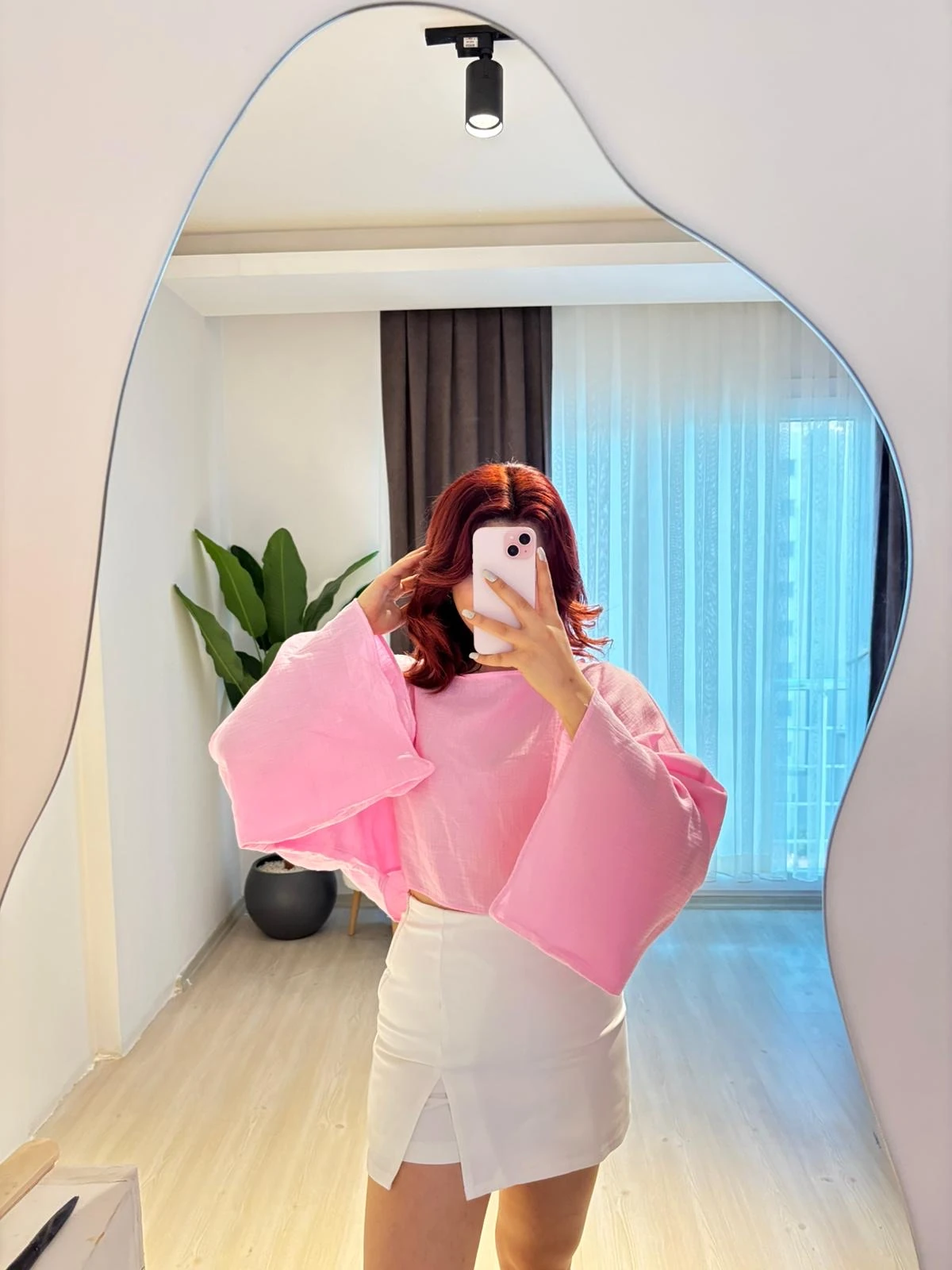 Yarasa Kol Şeker Pembe Bluz