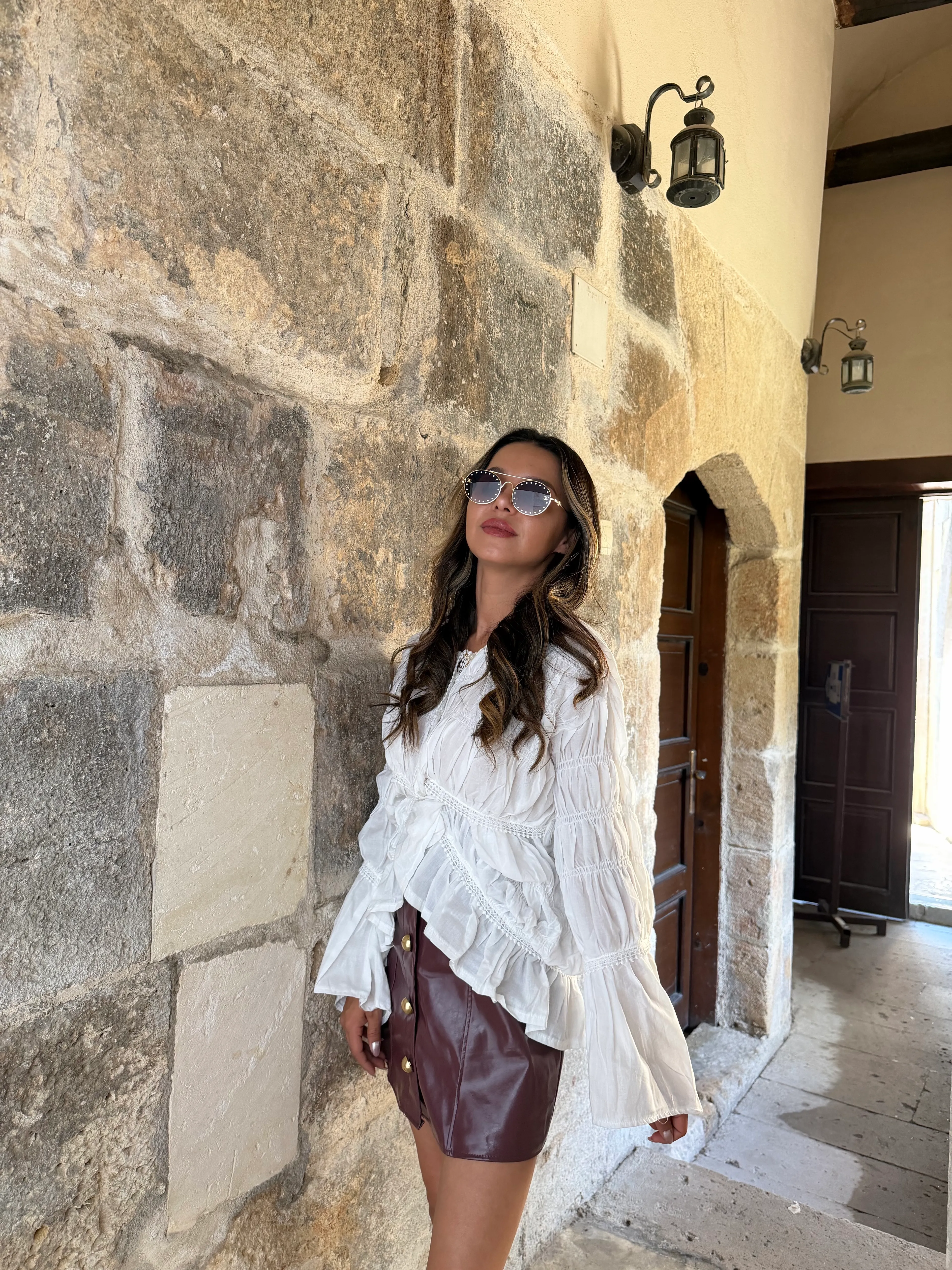 Nervürlü Düğmeli Gömlek 