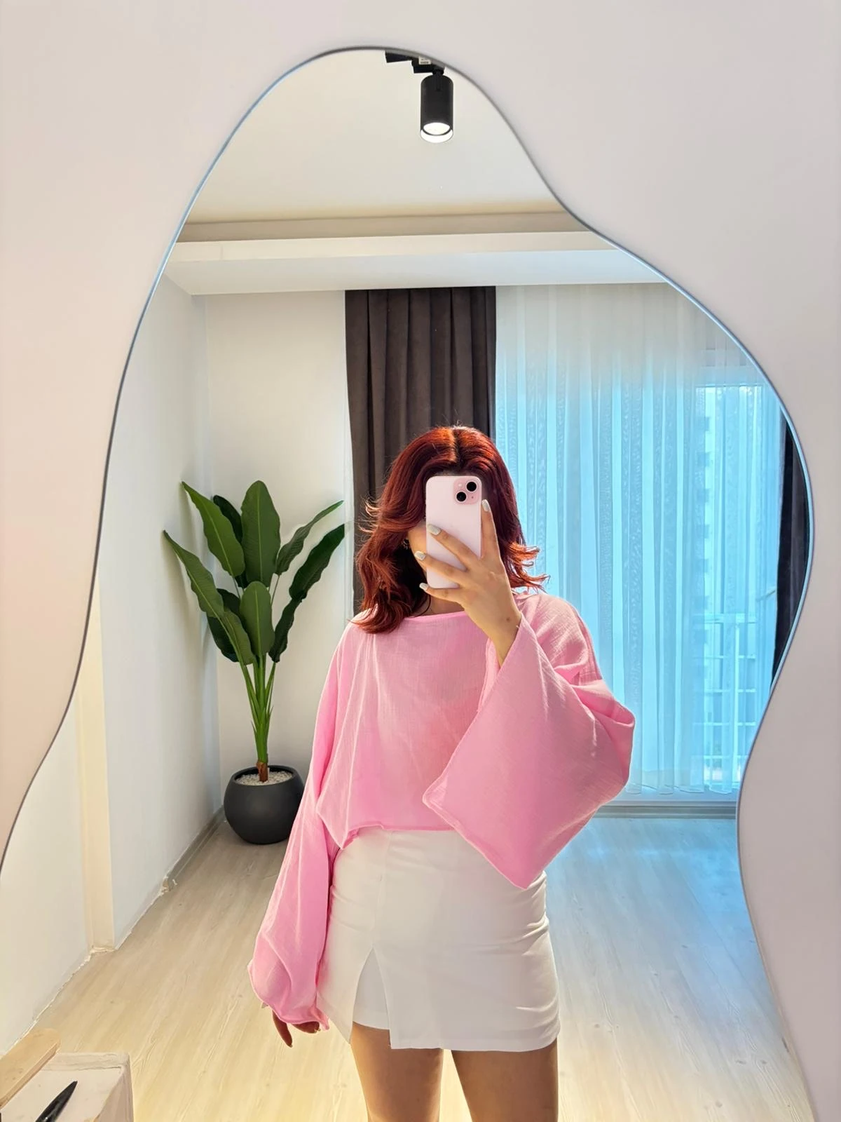 Yarasa Kol Şeker Pembe Bluz