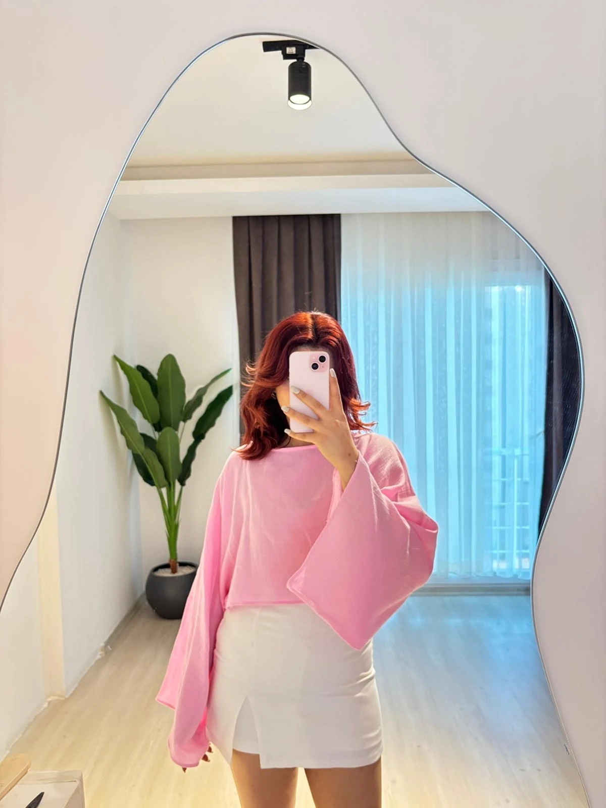 Yarasa Kol Şeker Pembe Bluz