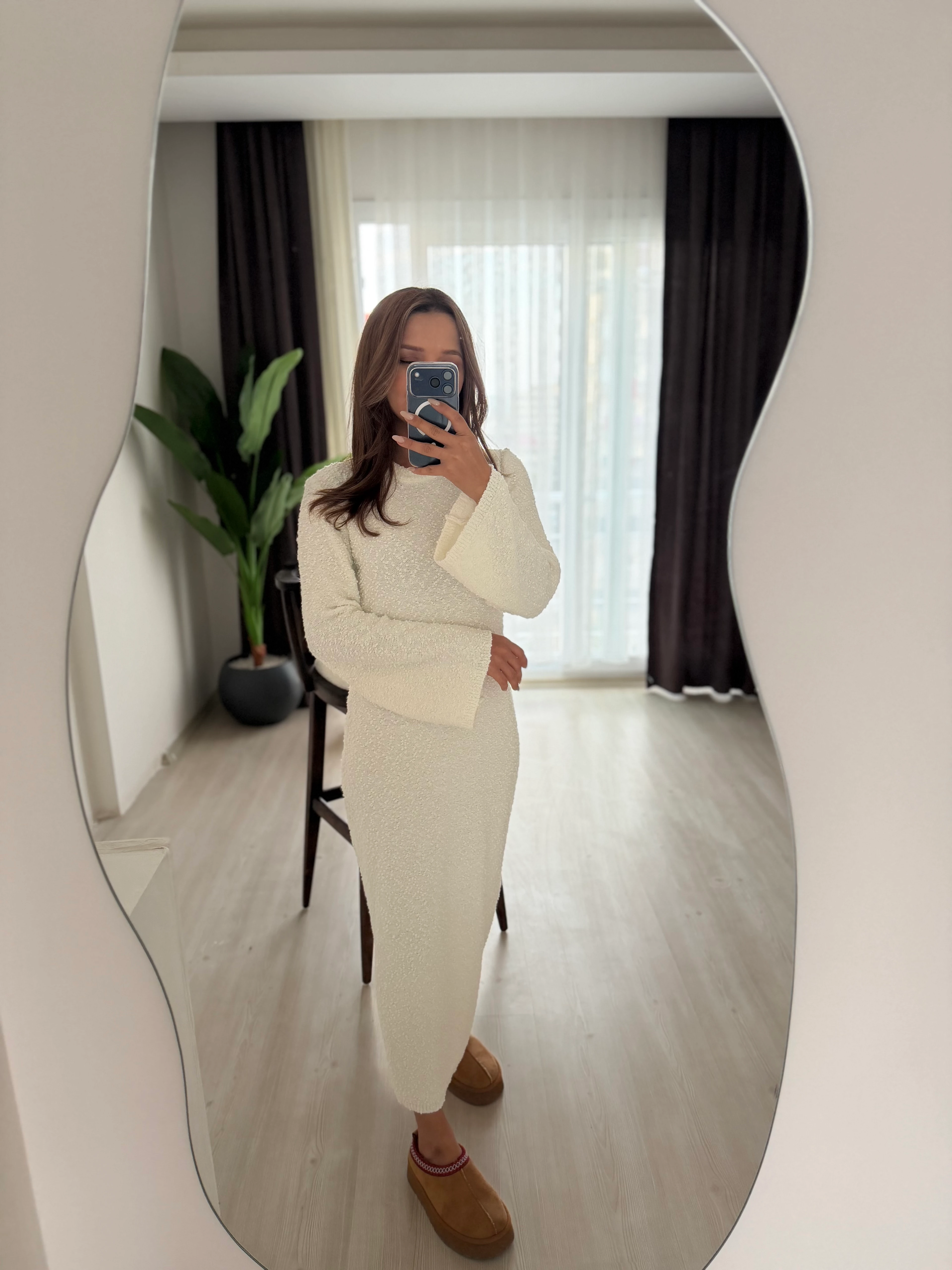 Bukle Kumaş Triko Elbise