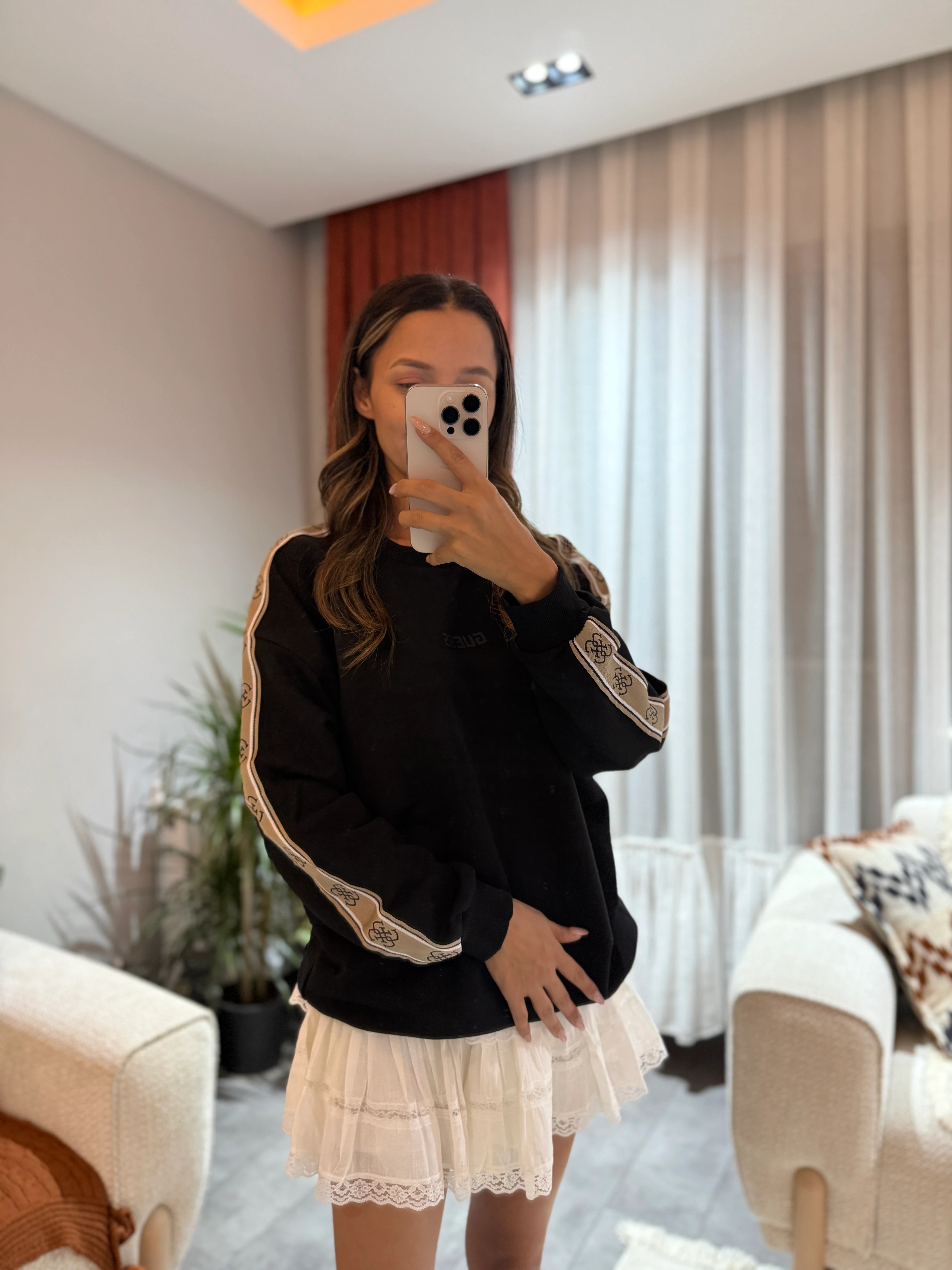 Guess Kol Şeritli Sweat 