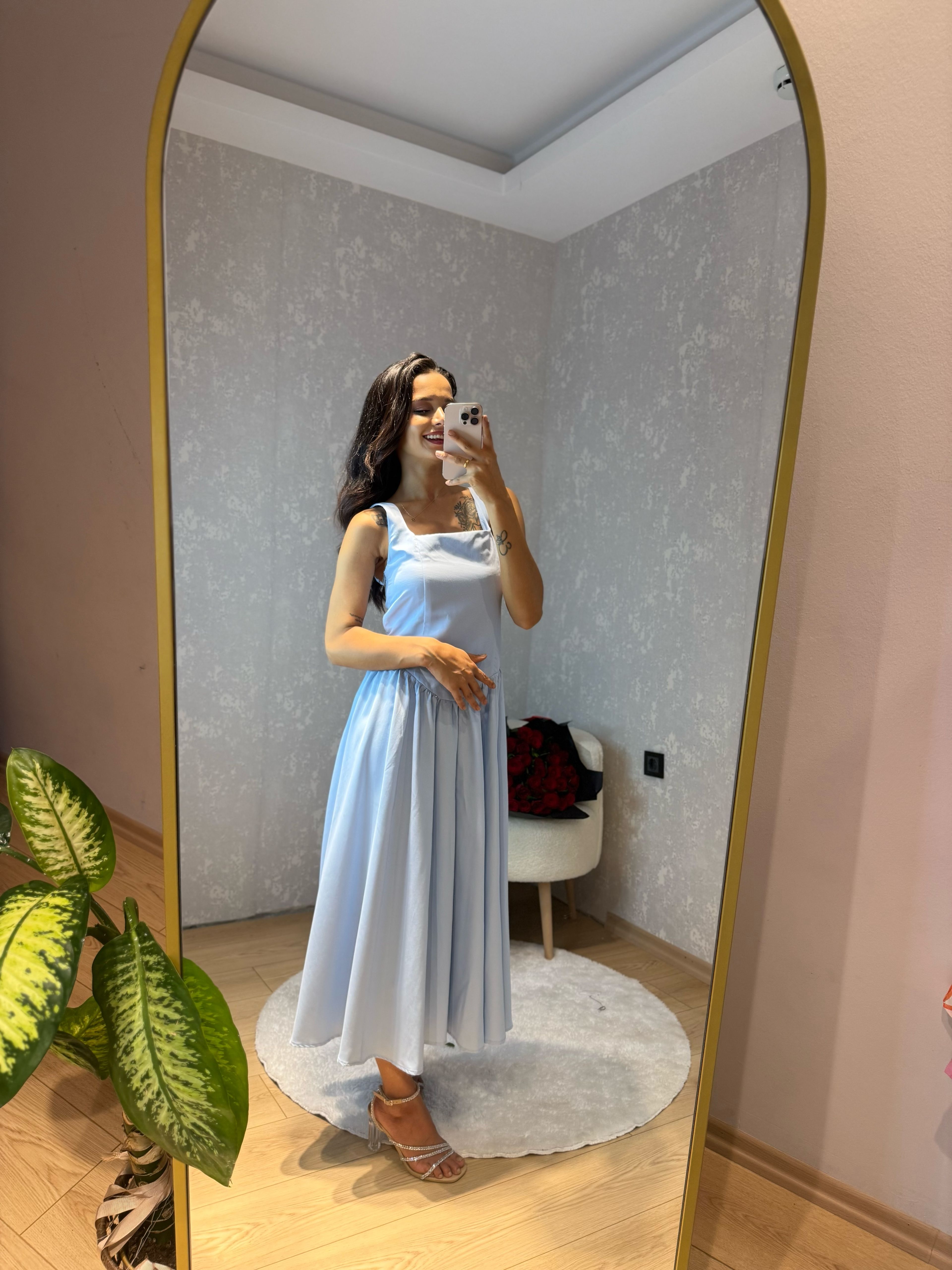 Bebe Mavisi Prenses Elbise 