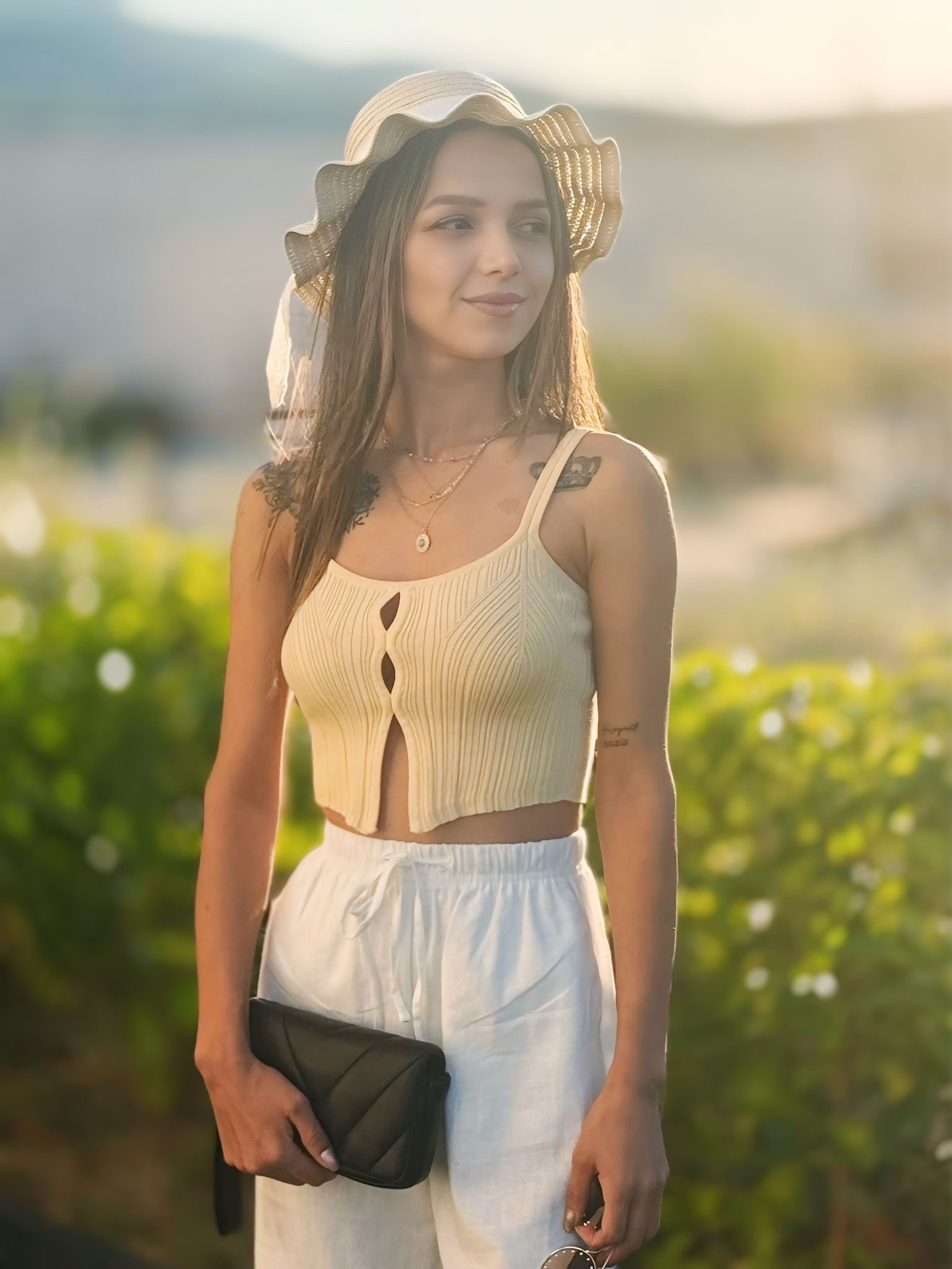 Örme Soft Sarı askılı bluz