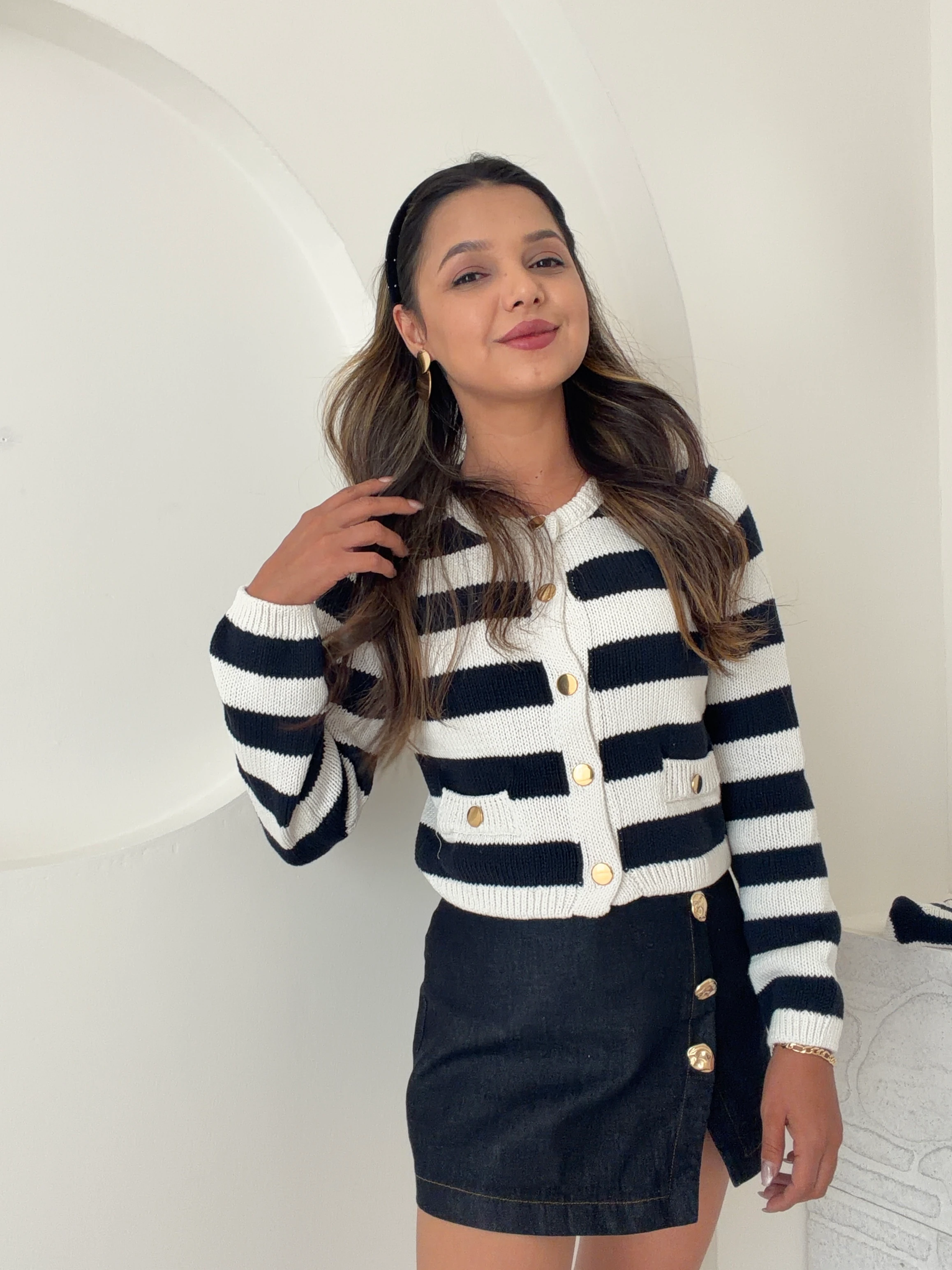 Stradi Gold Düğme Detaylı Hırka