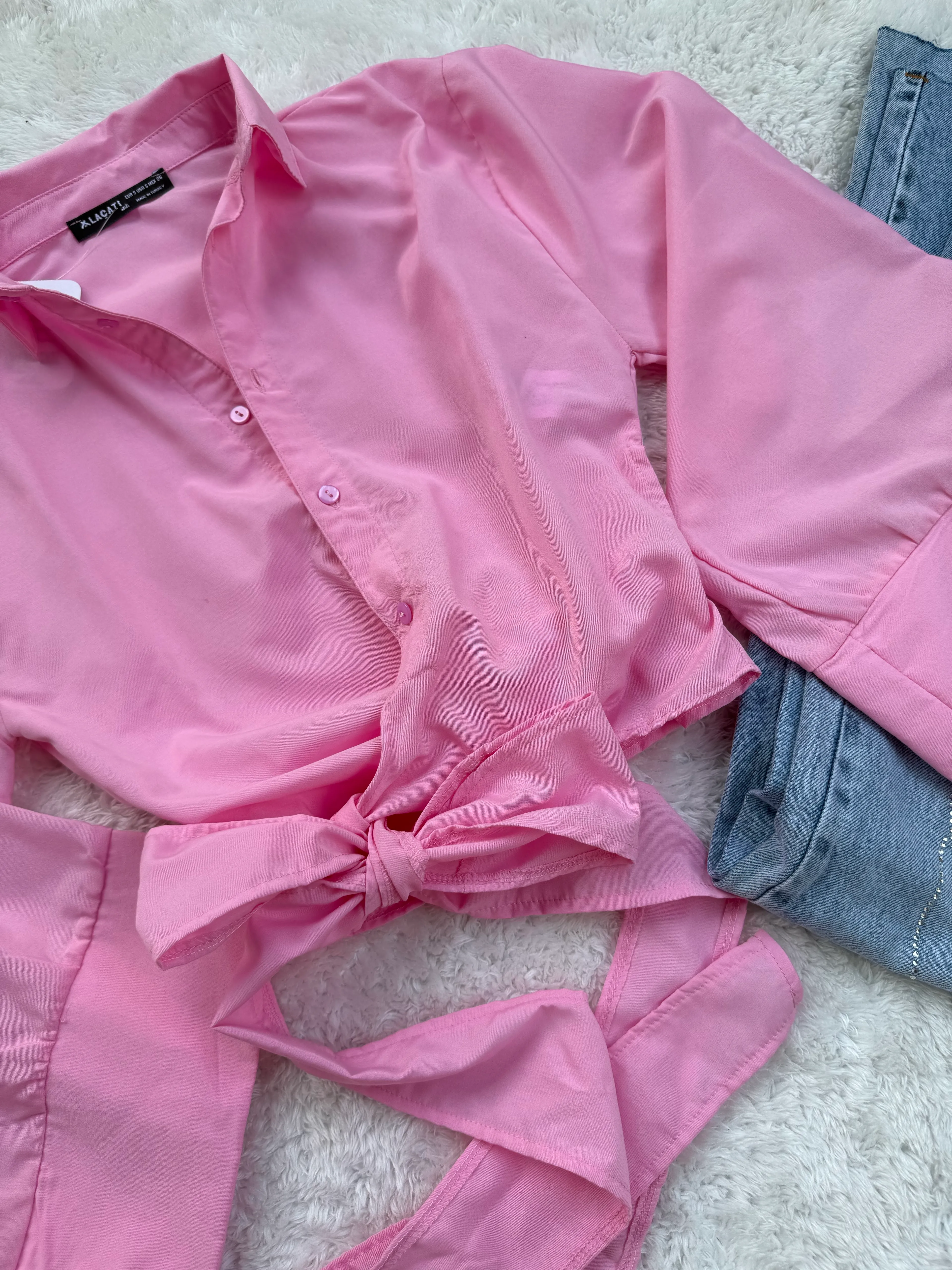 Poplin Bağlama Detaylı Gömlek