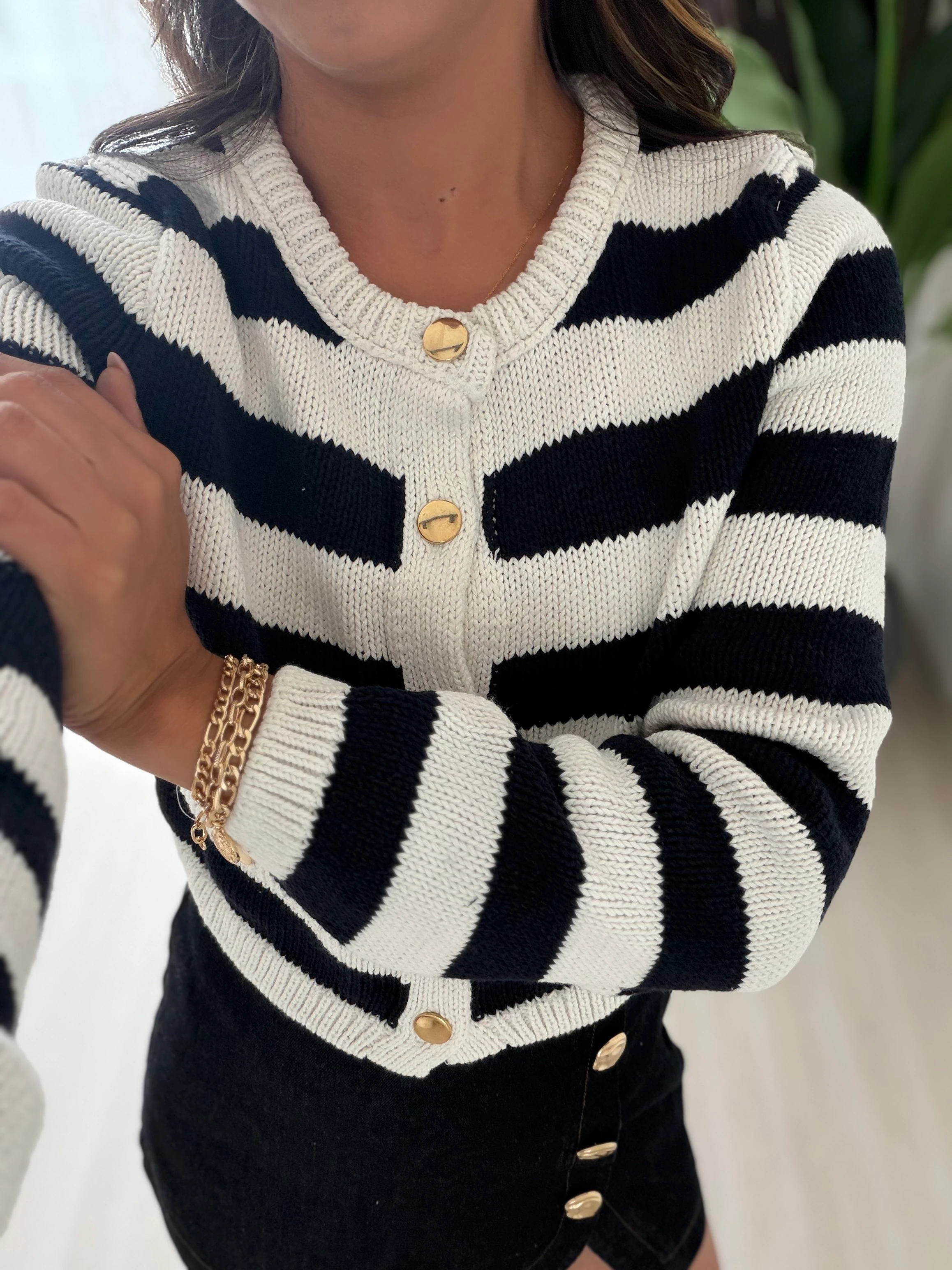 Stradi Gold Düğme Detaylı Hırka