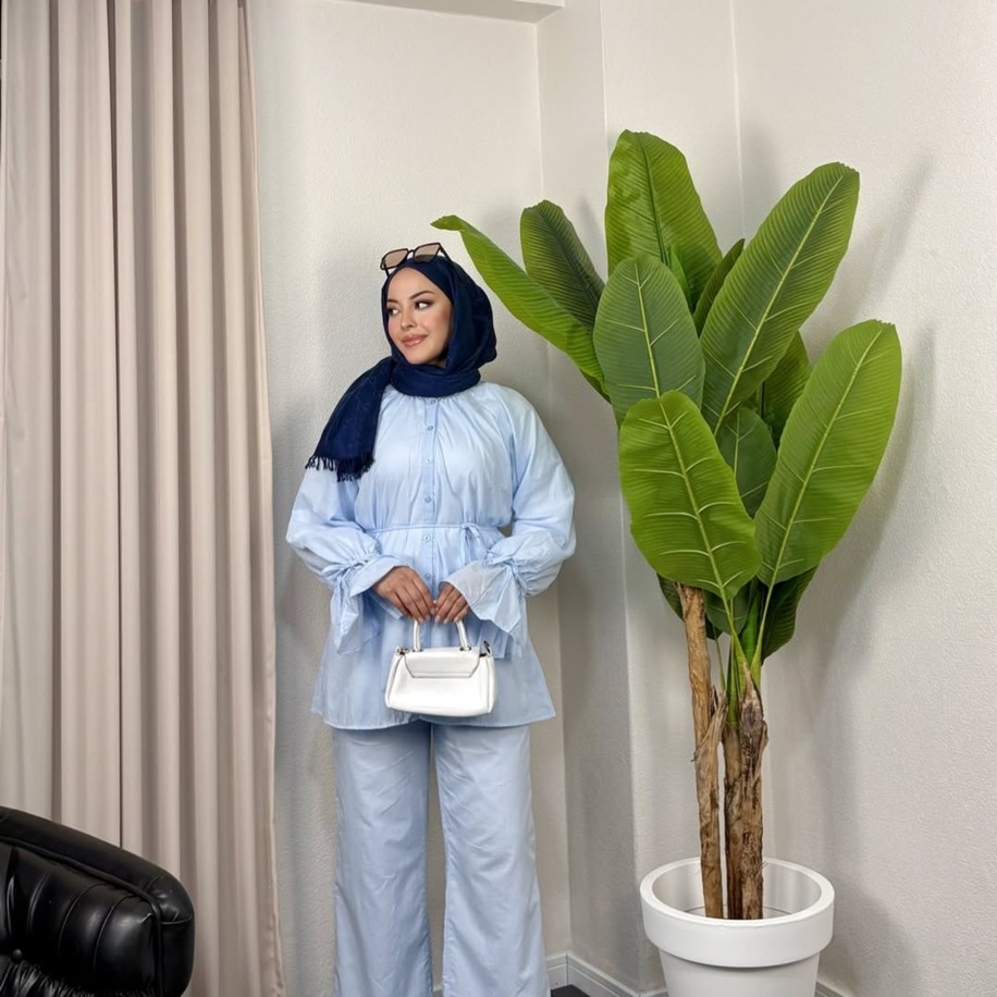 Marka Model İçi Astarlı İkili Takım(Bebe mavi)