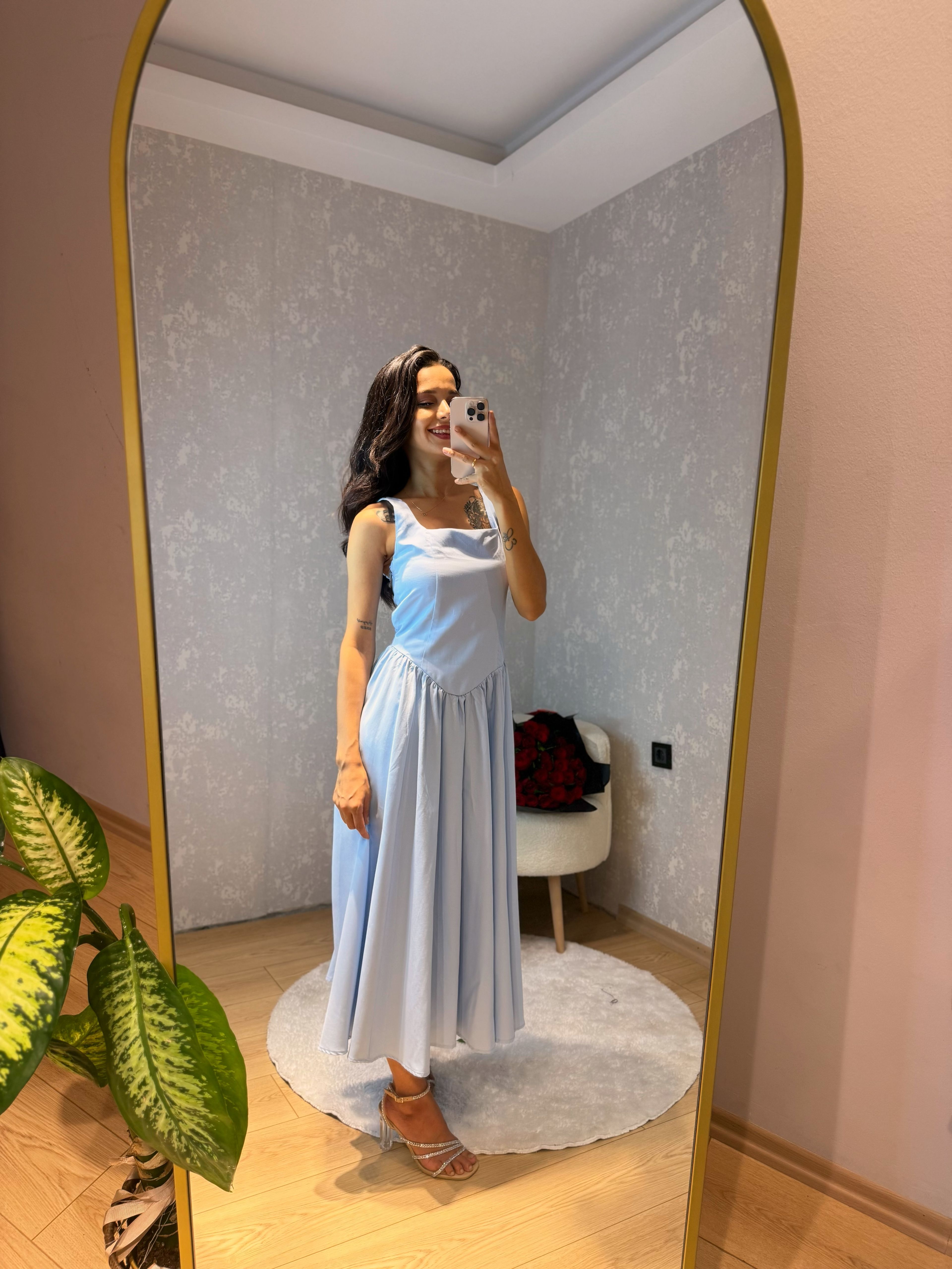 Bebe Mavisi Prenses Elbise 