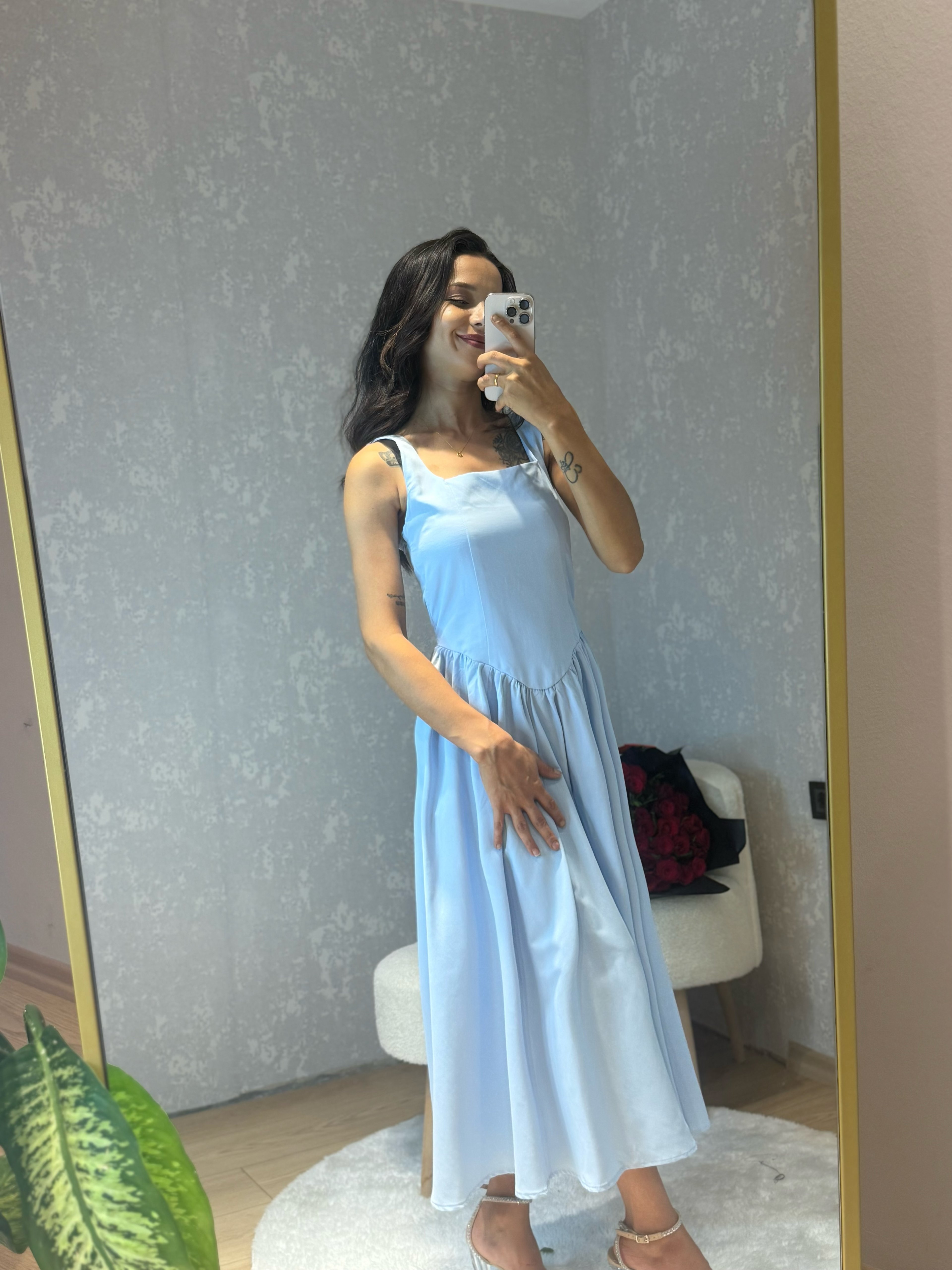 Bebe Mavisi Prenses Elbise 