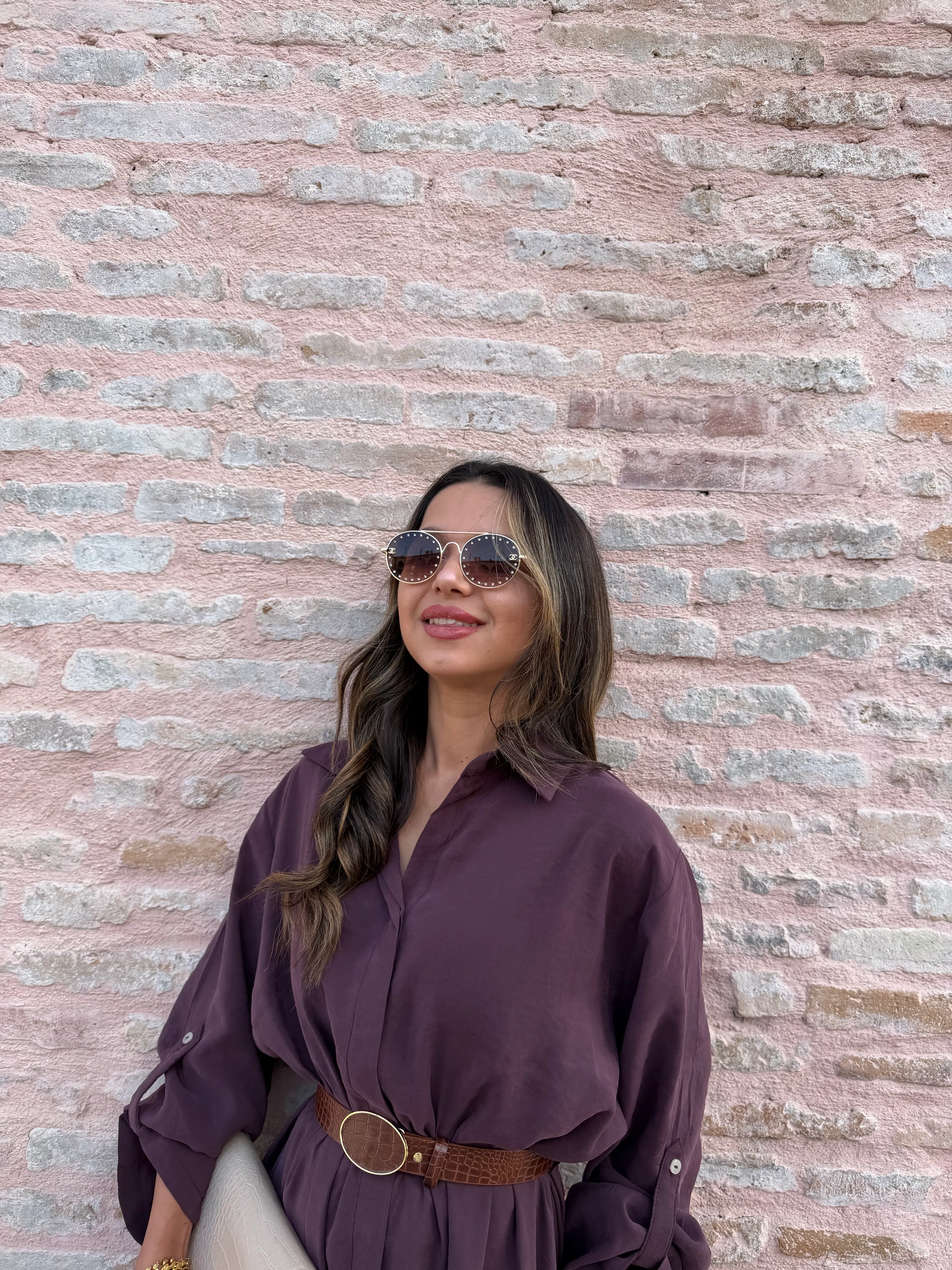 Kendinden Kemerli Full Düğmeli Rahat Kalıp Elbise