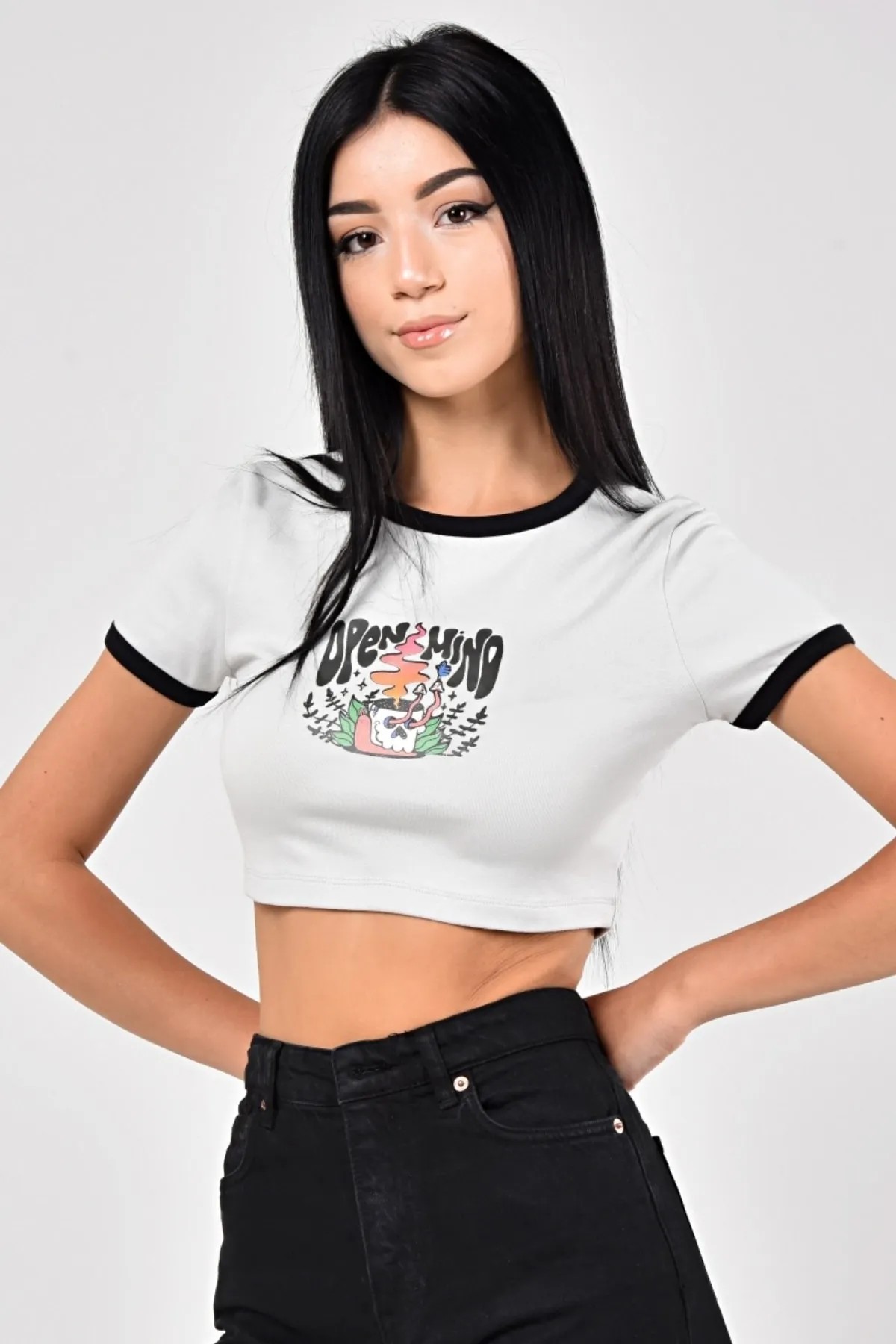 Baskılı Crop T-shirt