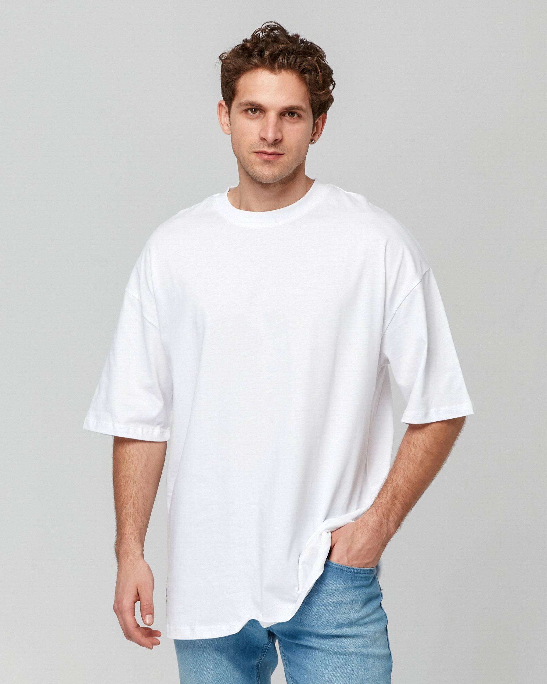 Basic Oversize Unisex T-shirt - Beyaz