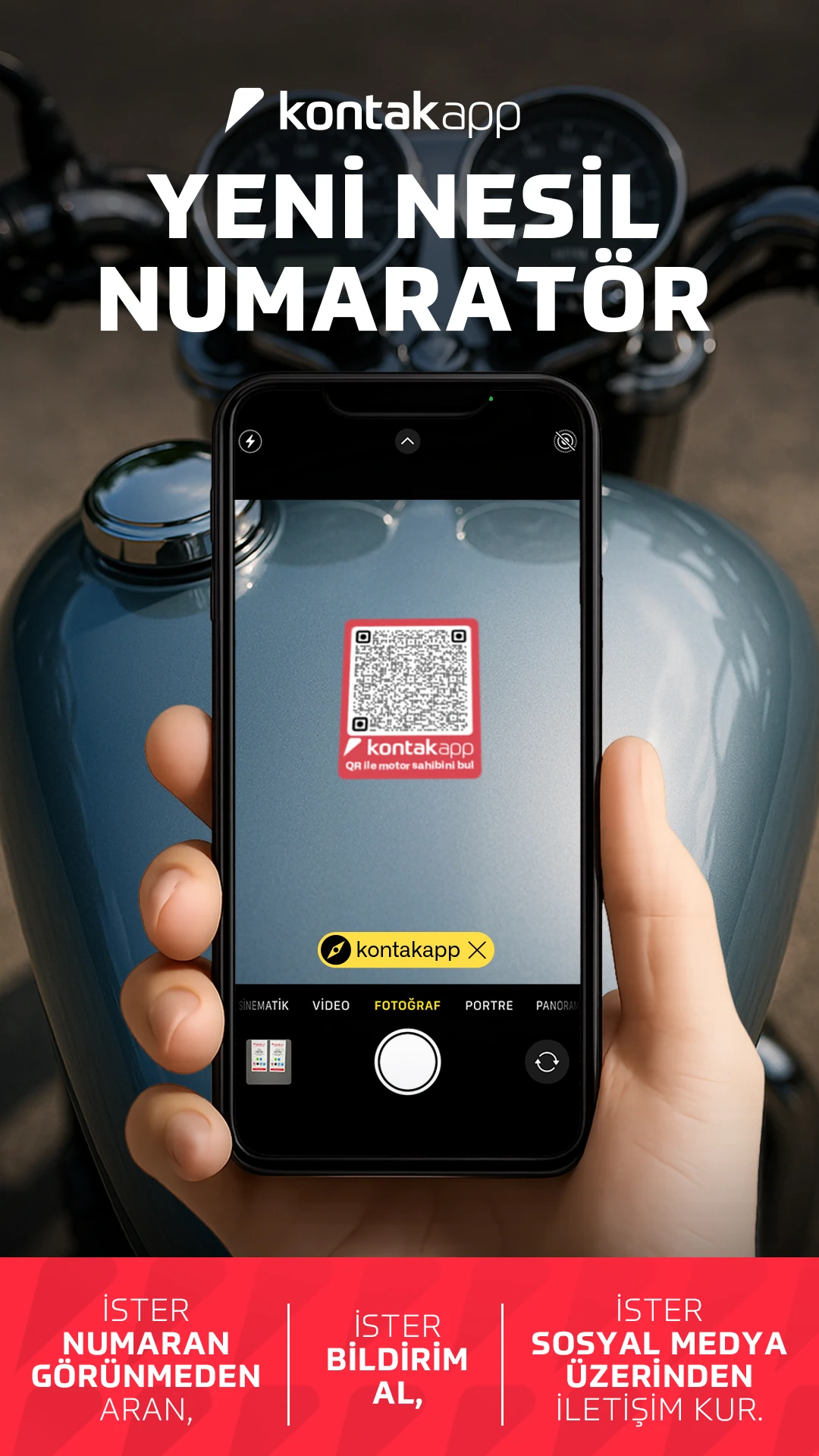 Kontak Motorsiklet Etiketi 3'lü Paket