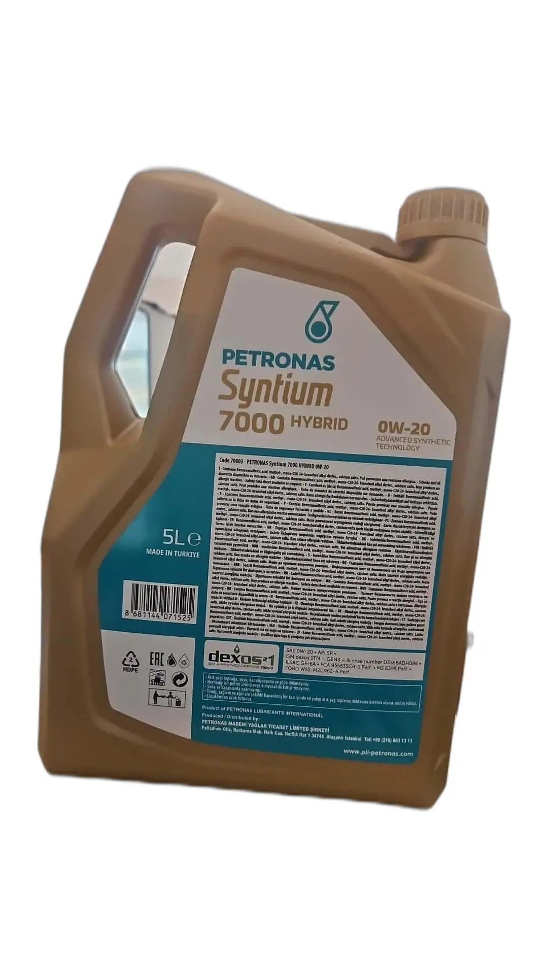 Syntium 7000 Hybrid 0W 20 5 L. İleri Tam Sentetik Motor Yağı Hybrid Araçlar İçin