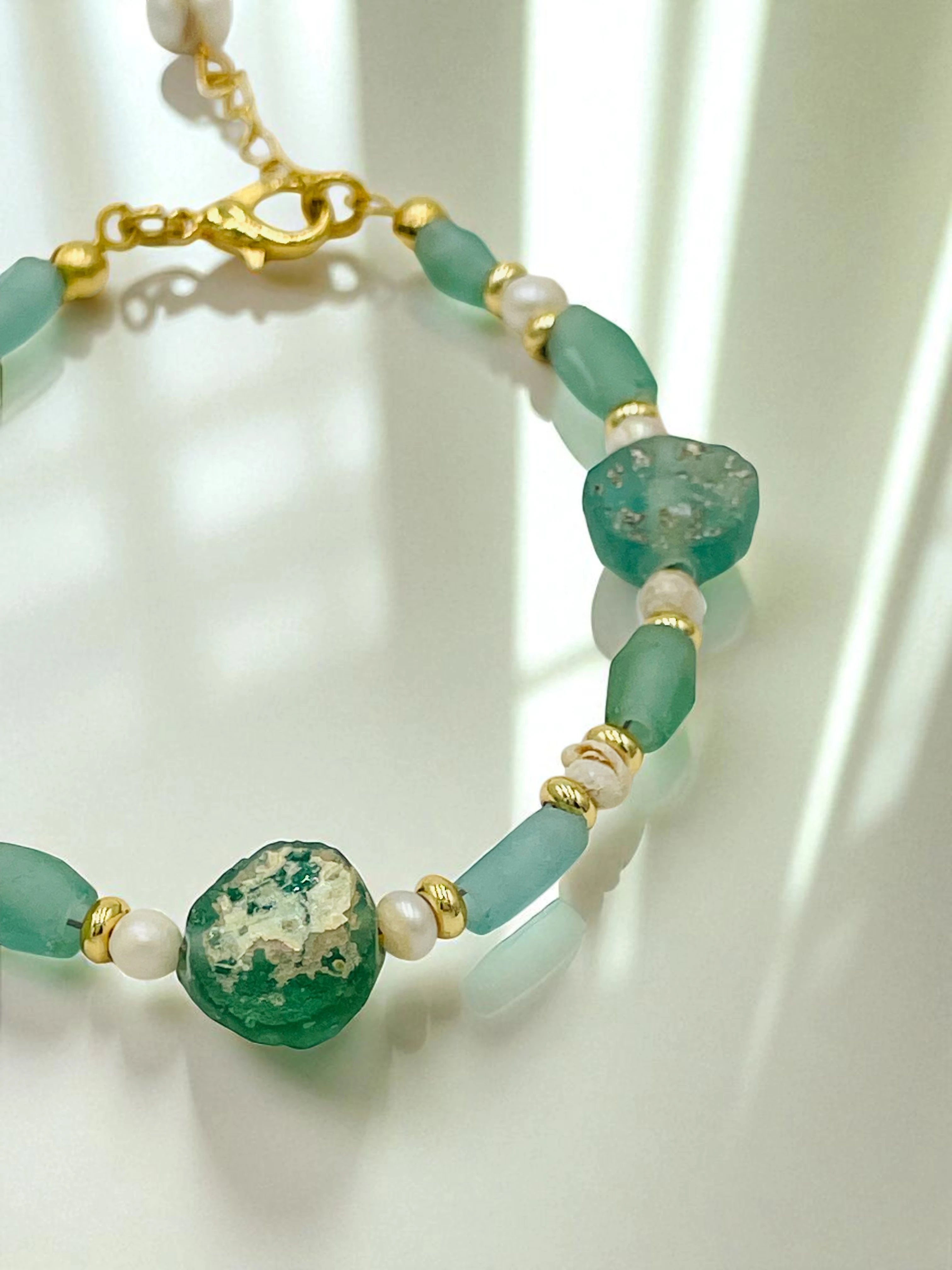 Fosil Cam Ve İnci Bileklik