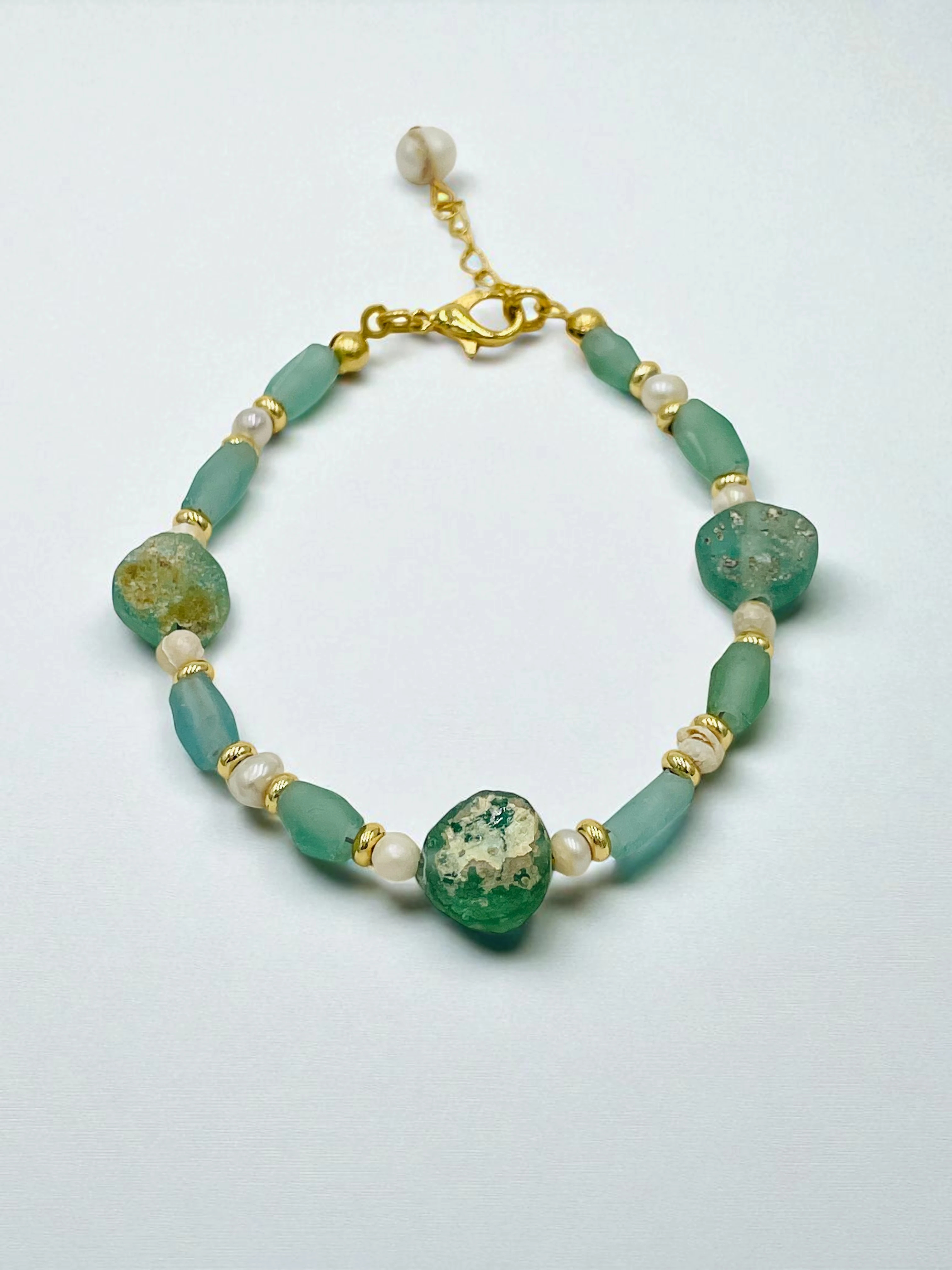 Fosil Cam Ve İnci Bileklik