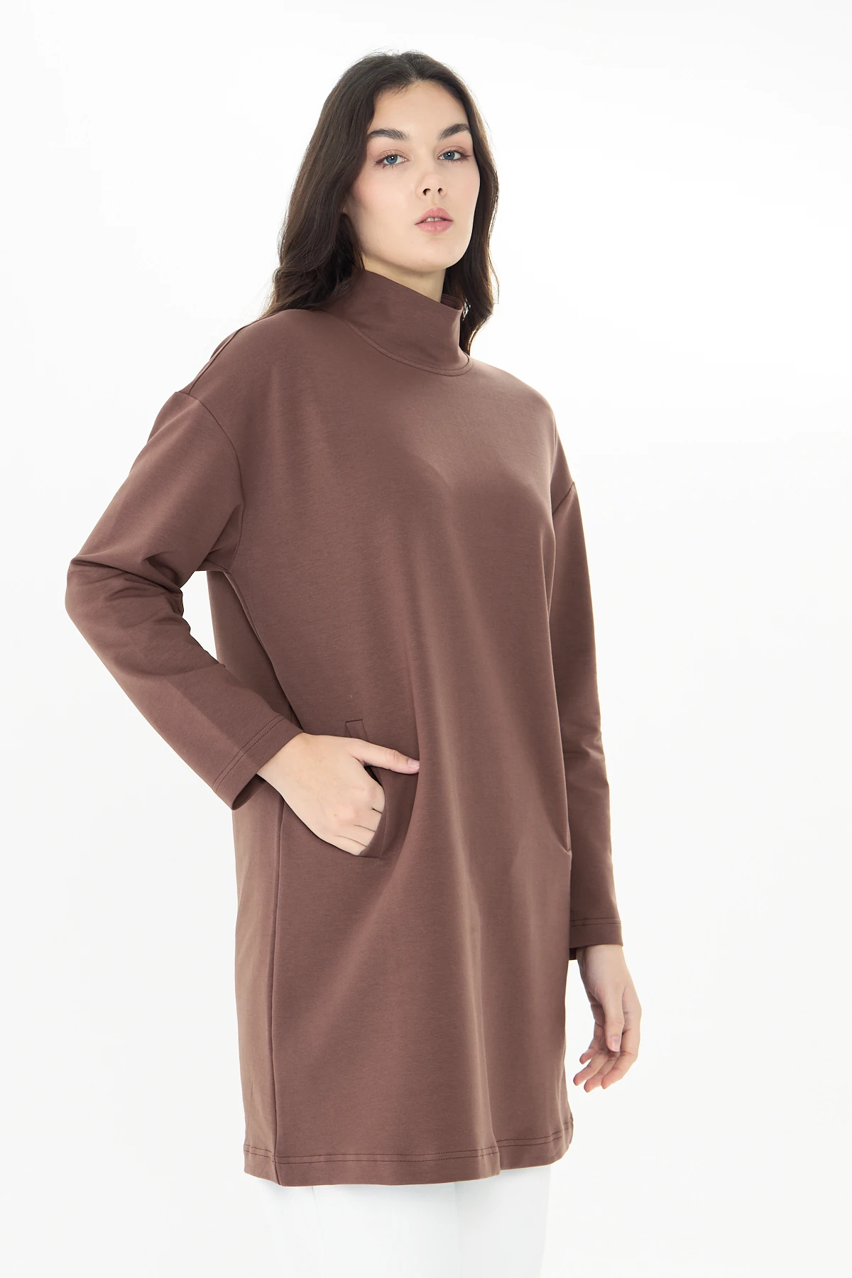 Yüksek Yaka Tunik - Kakao