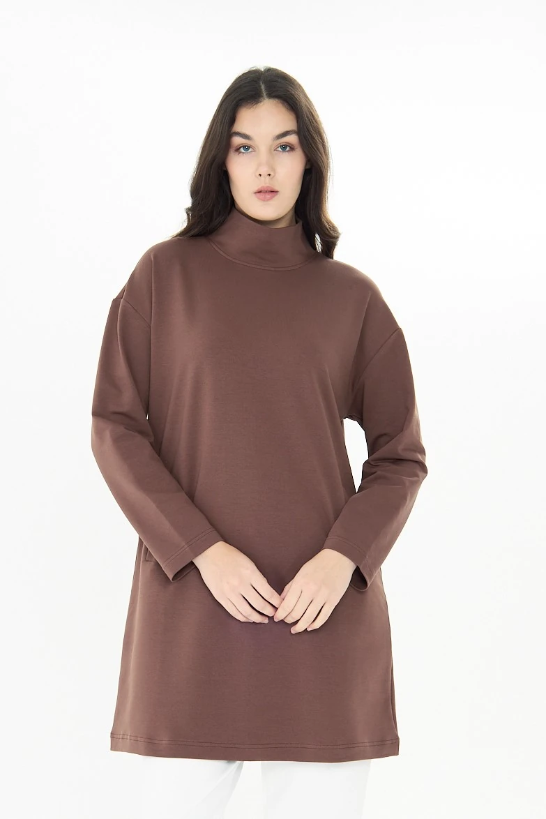 Yüksek Yaka Tunik - Kakao