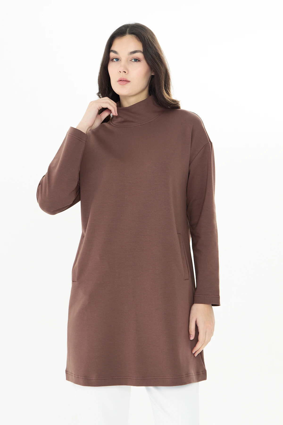 Yüksek Yaka Tunik - Kakao