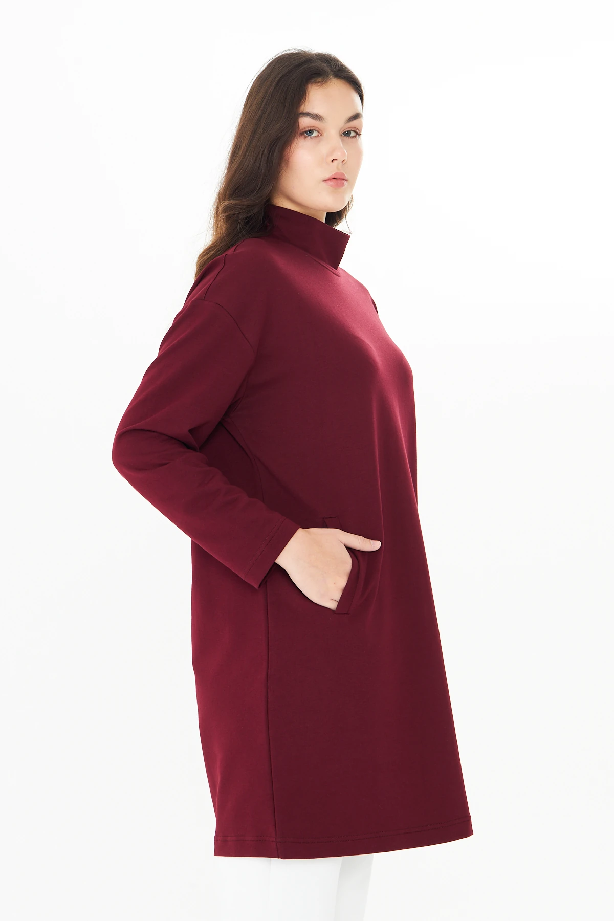 Yüksek Yaka Tunik - Vişne çürüğü