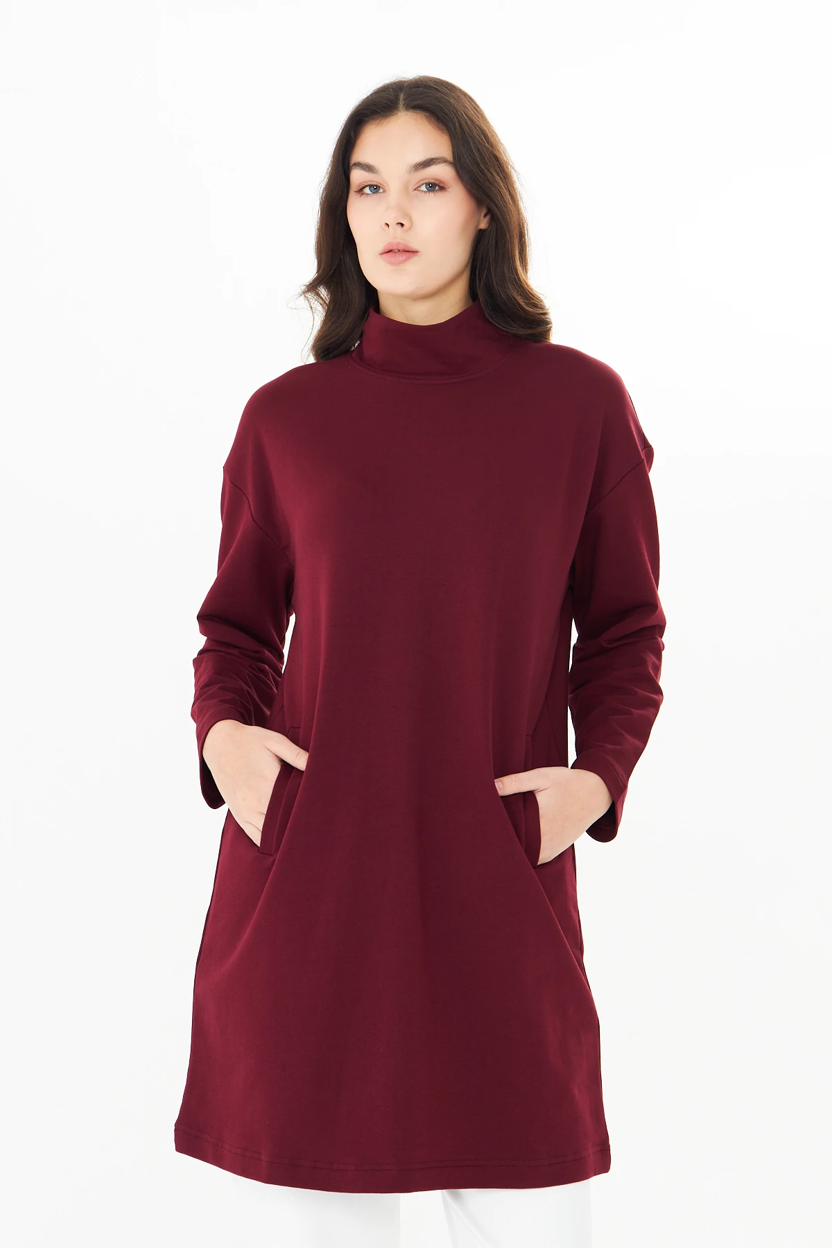 Yüksek Yaka Tunik - Vişne çürüğü