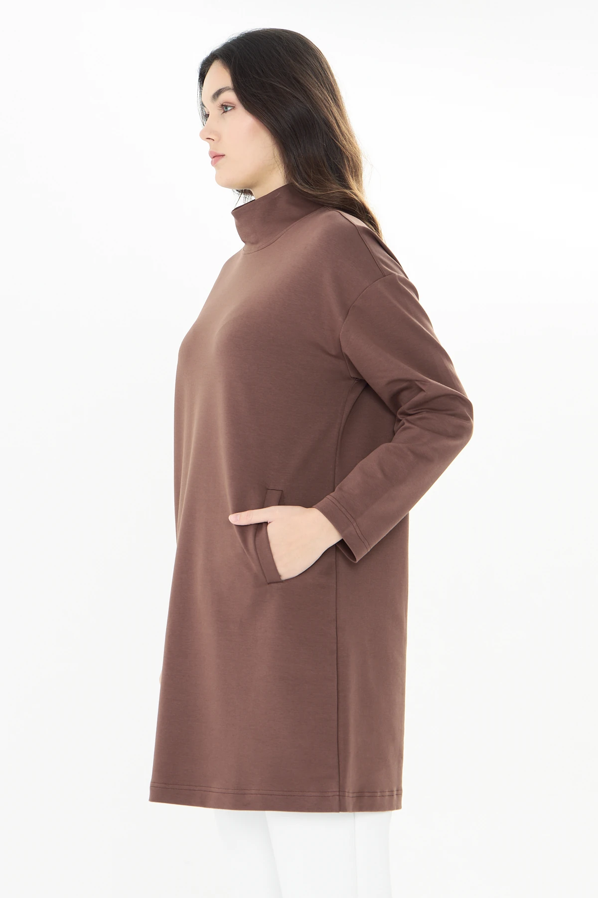 Yüksek Yaka Tunik - Kakao