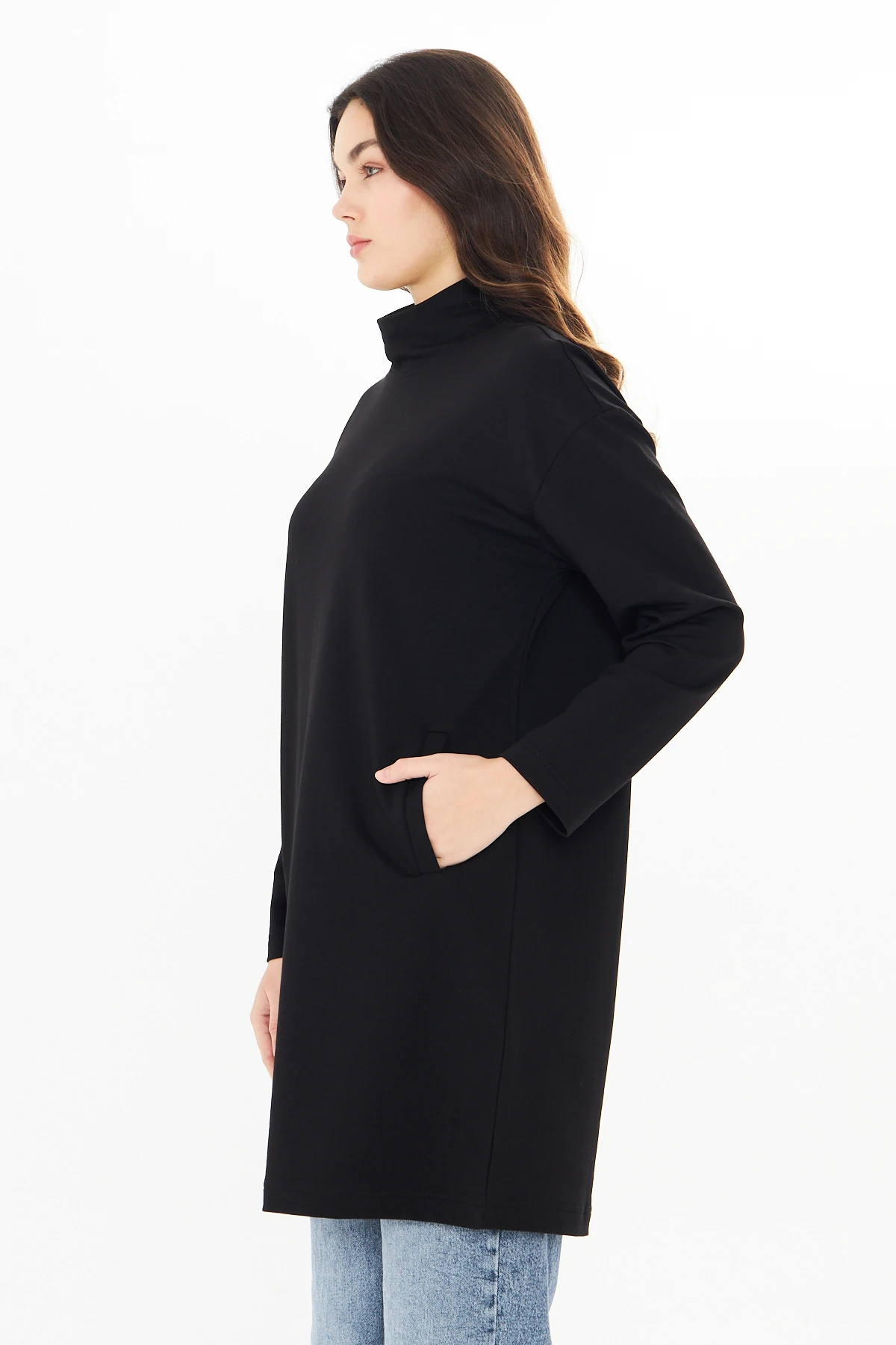 Yüksek Yaka Tunik - Siyah