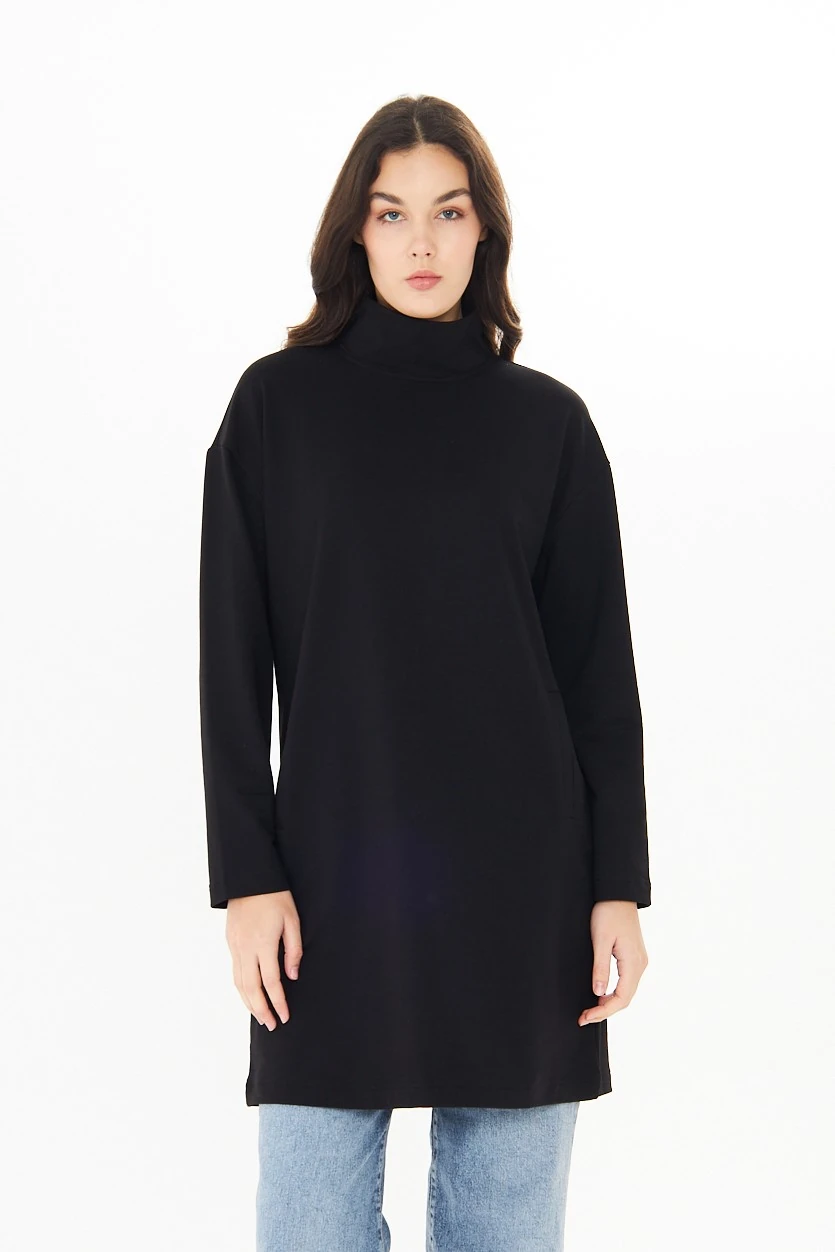 Yüksek Yaka Tunik - Siyah