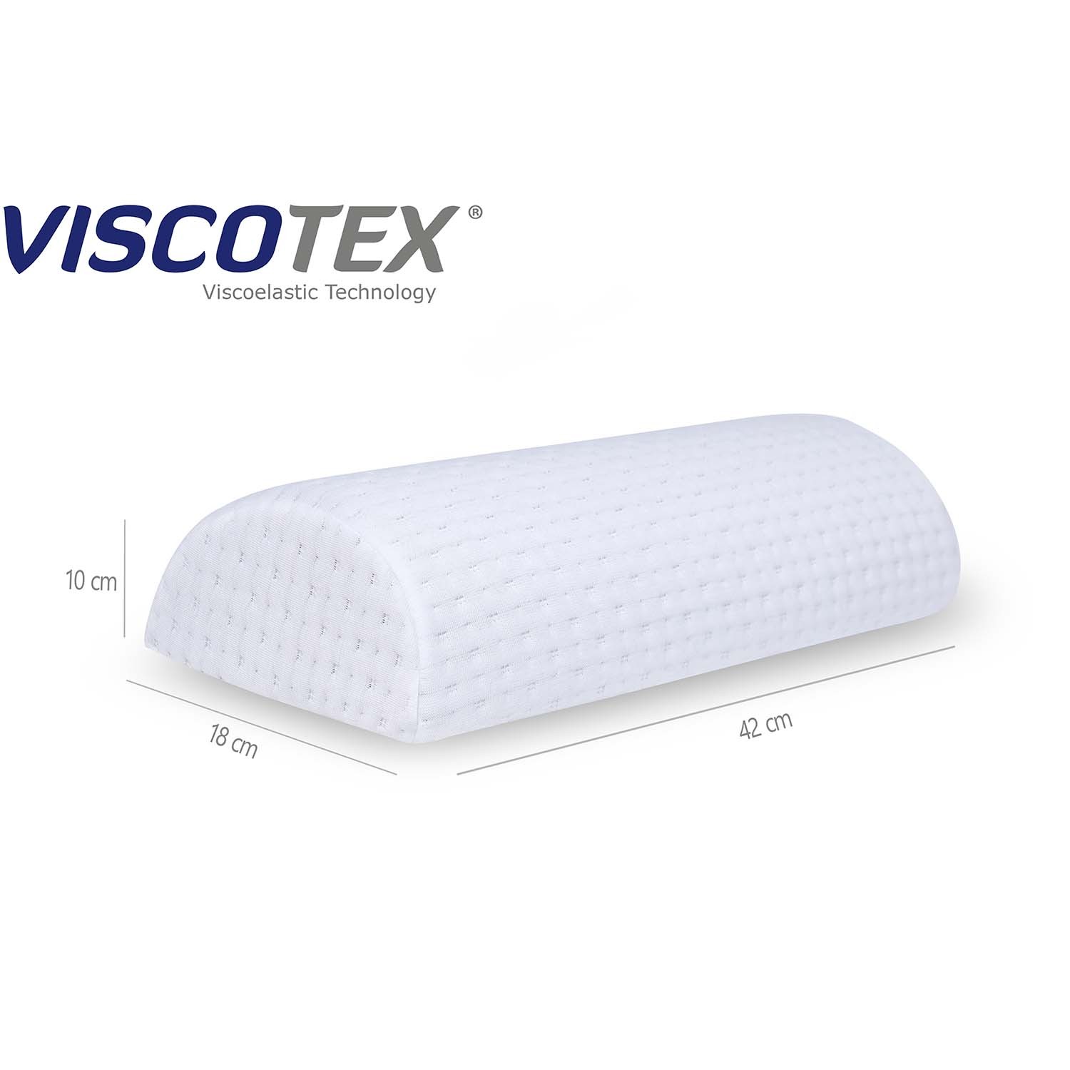 Viscotex Visco Ortopedik D Model Çok Amaçlı Yastık, Baş, Boyun, Bel, Sırt, Bacak Destek Yastığı, Hamile, Yan, Sırt Üstü Uyuyanlar için Yarım Silindir Yastık 42x18/10 Cm, Beyaz