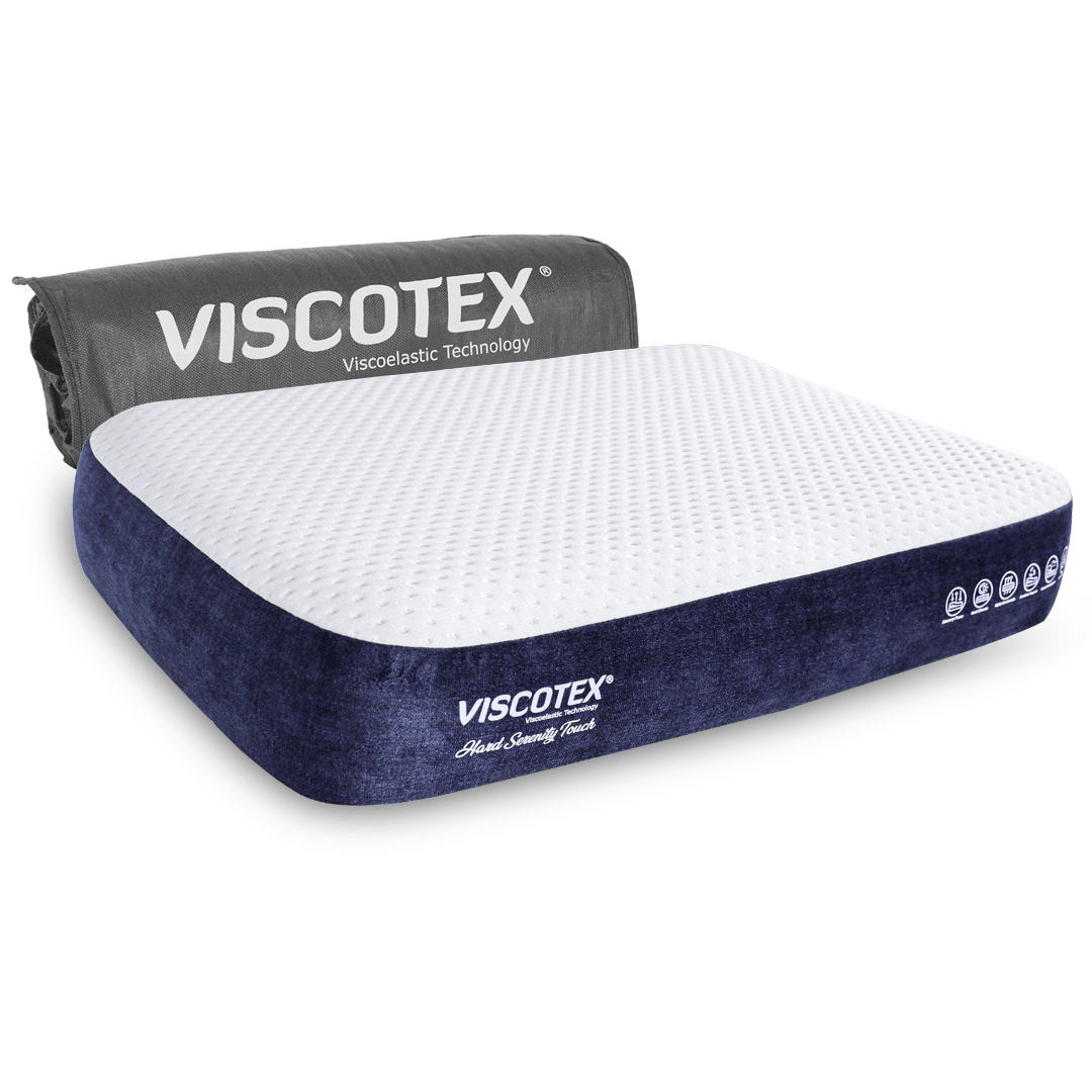 Viscotex Hard Serenity Ergonomik Visco Yastık, 65x43x12 cm, Boyun Ağrıları Için Sert, Hafızalı Baş Yastığı, Lacivert