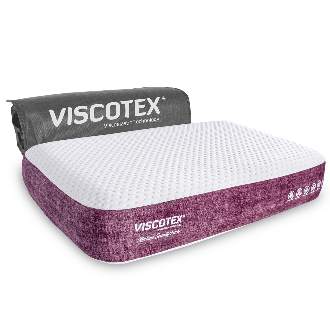 Viscotex Medium Serenity Ergonomik Visco Yastık, 65x43x12 cm, Boyun Ağrıları Için Orta Sert, Hafızalı Baş Yastığı, Pembe