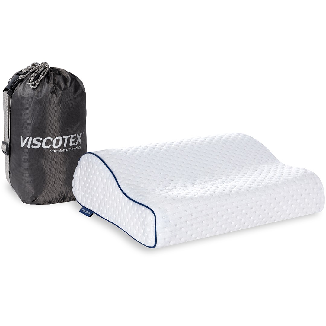 Viscotex Visco Boyun Destekli Seyahat Yastığı, Ortopedik Yastık, Araç, Yolculuk, Uyku Yastığı, 35x30x10/8 cm, Beyaz