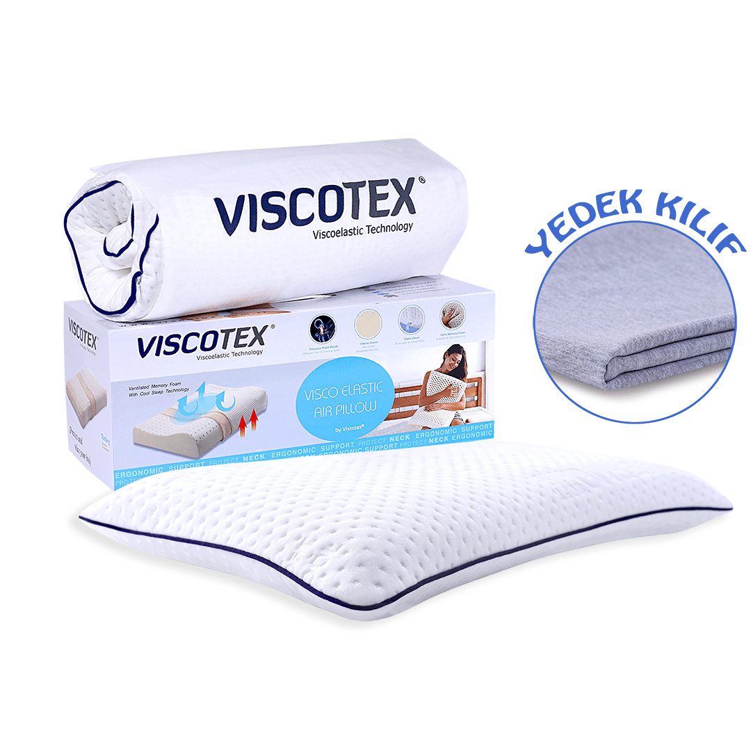 Viscotex Ortopedik Bebek Yastığı, 50x32x6 cm, Bebek Kafa Yastığı, Visco Hafızalı, Beyaz