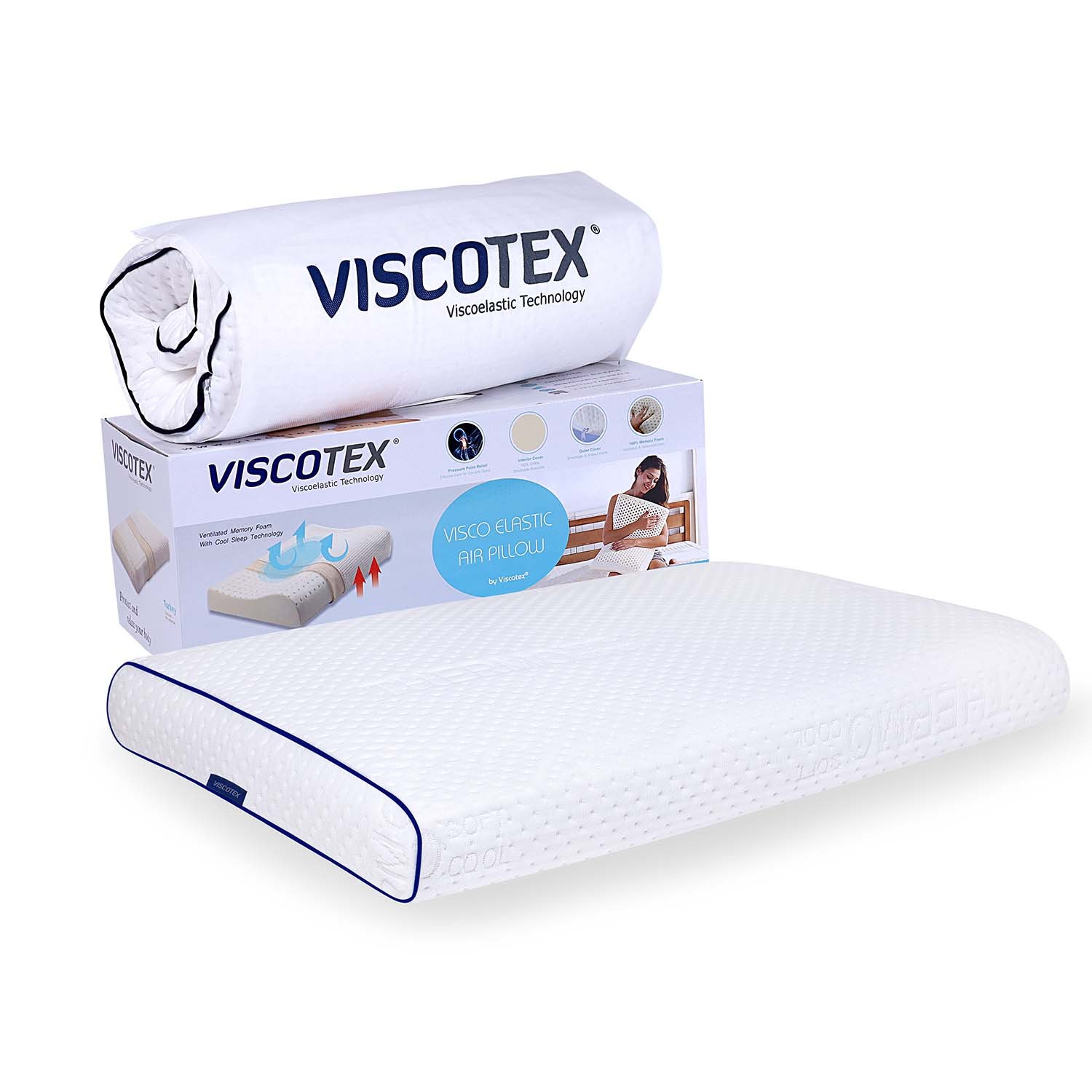 Viscotex Visco Karın (Yüzüstü) Yastığı, 65x40x7 Cm, Beyaz, Ergonomik Yastık