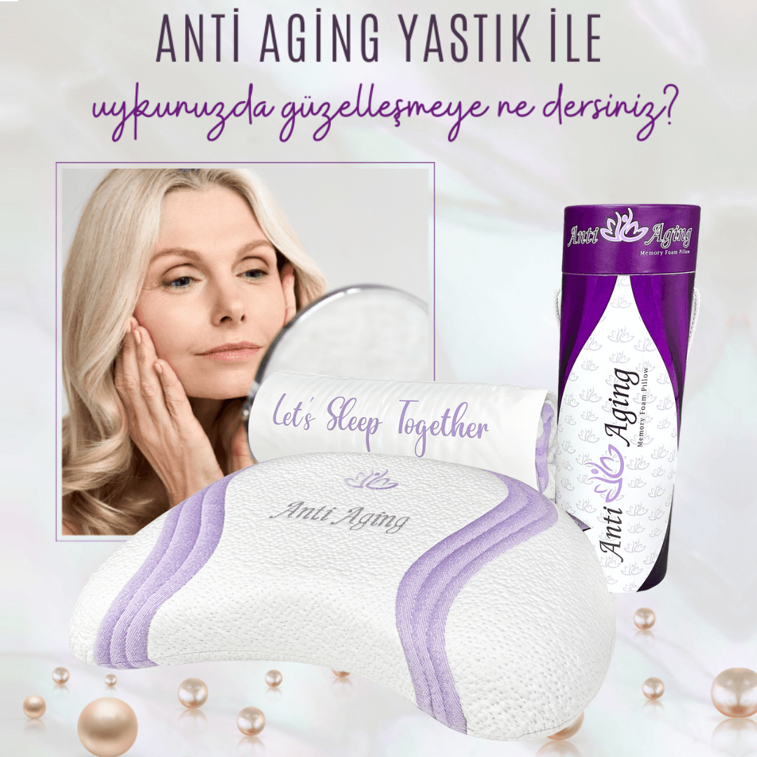 Viscotex Anti-Aging Visco Yastık, 68X35X7 cm + 2 cm Pad, Kırışıklık Önleyici Güzellik Yastığı, Mor