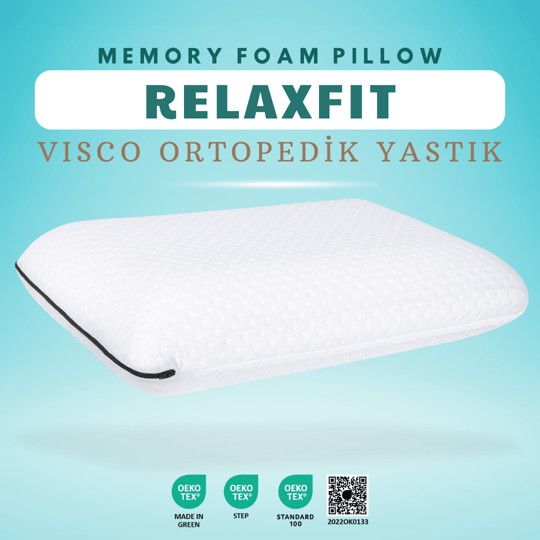 Relaxfit Boyun Destekli Visco Ortopedik Yastık, 58x38x13cm, Beyaz