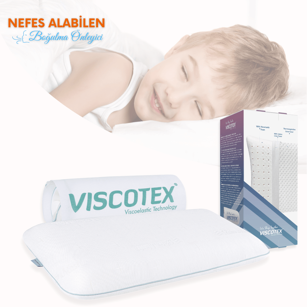 Viscotex Visco Cairfull Boğulma Önleyici Çocuk Yastığı, 66x33x6cm, Nefes Alabilen Ortopedik Yastık, Beyaz