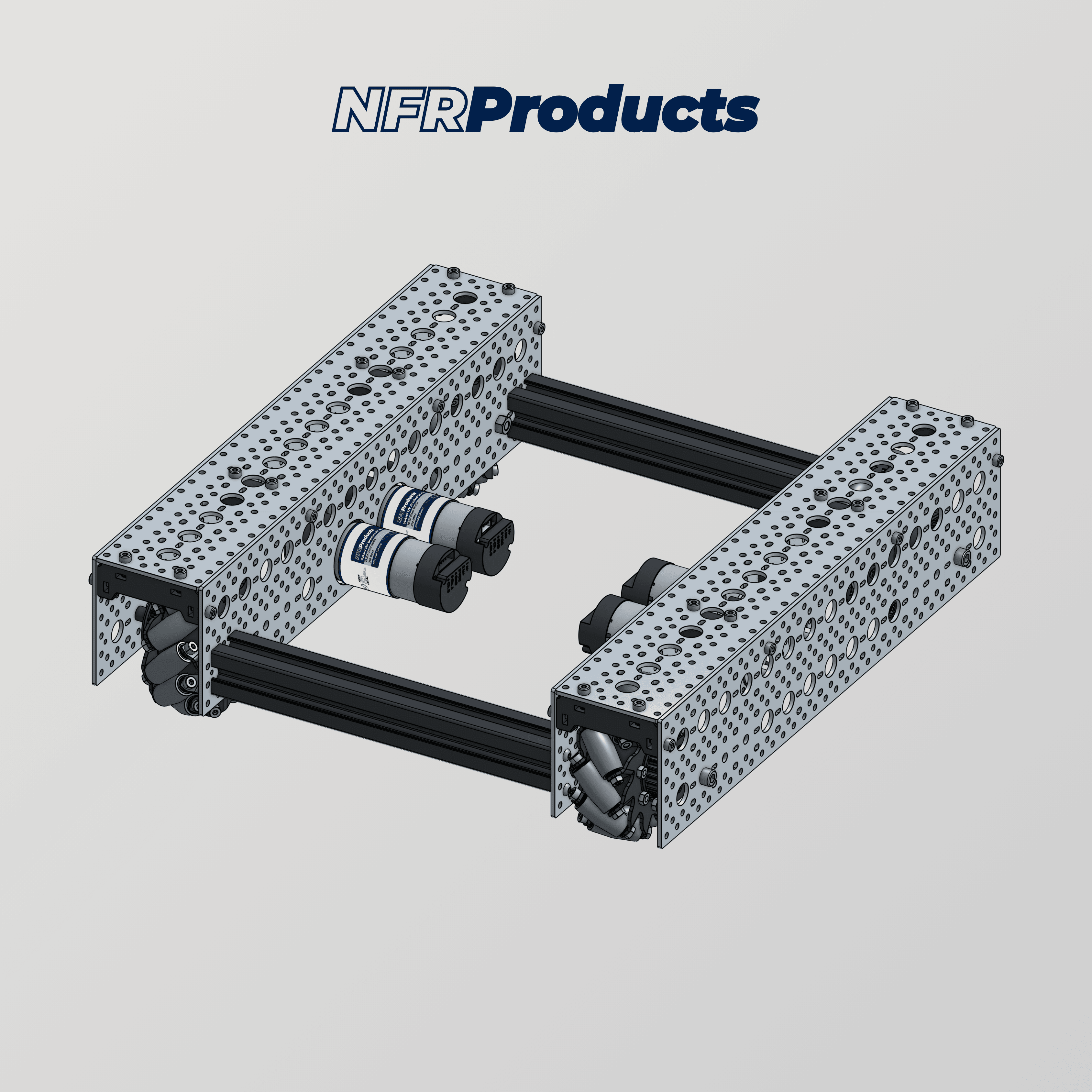 Mecanum Wheeled Drive Base (100mm Diameter, Sheetos Pattern)