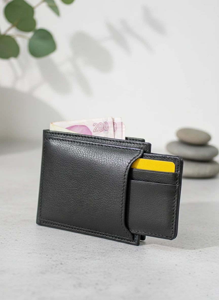 İDS Deri Bifold Hakiki Deri Cüzdan – Kartlık Bölmeli, Siyah