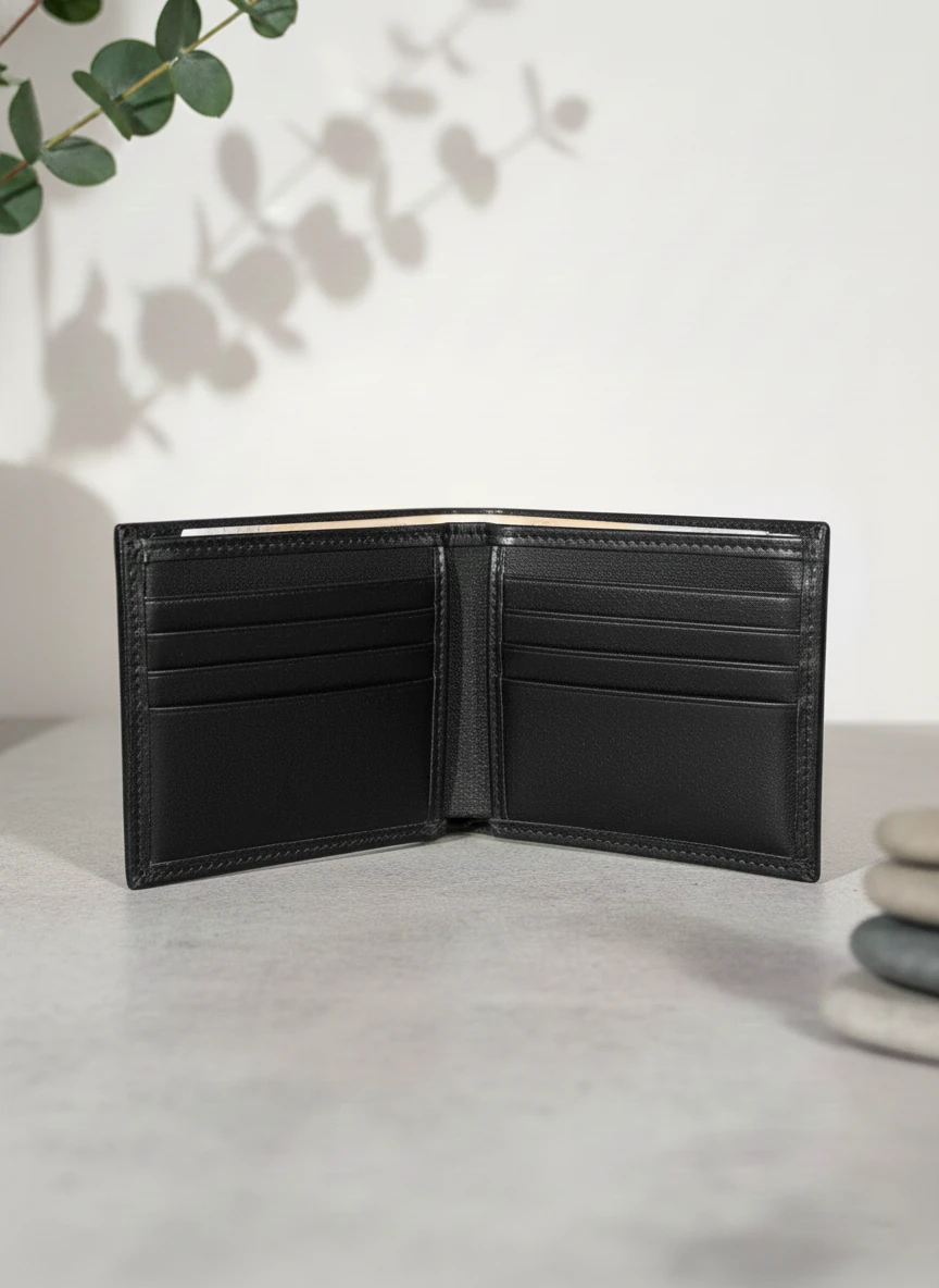 İDS Deri Bifold Hakiki Deri Cüzdan – Kartlık Bölmeli, Siyah