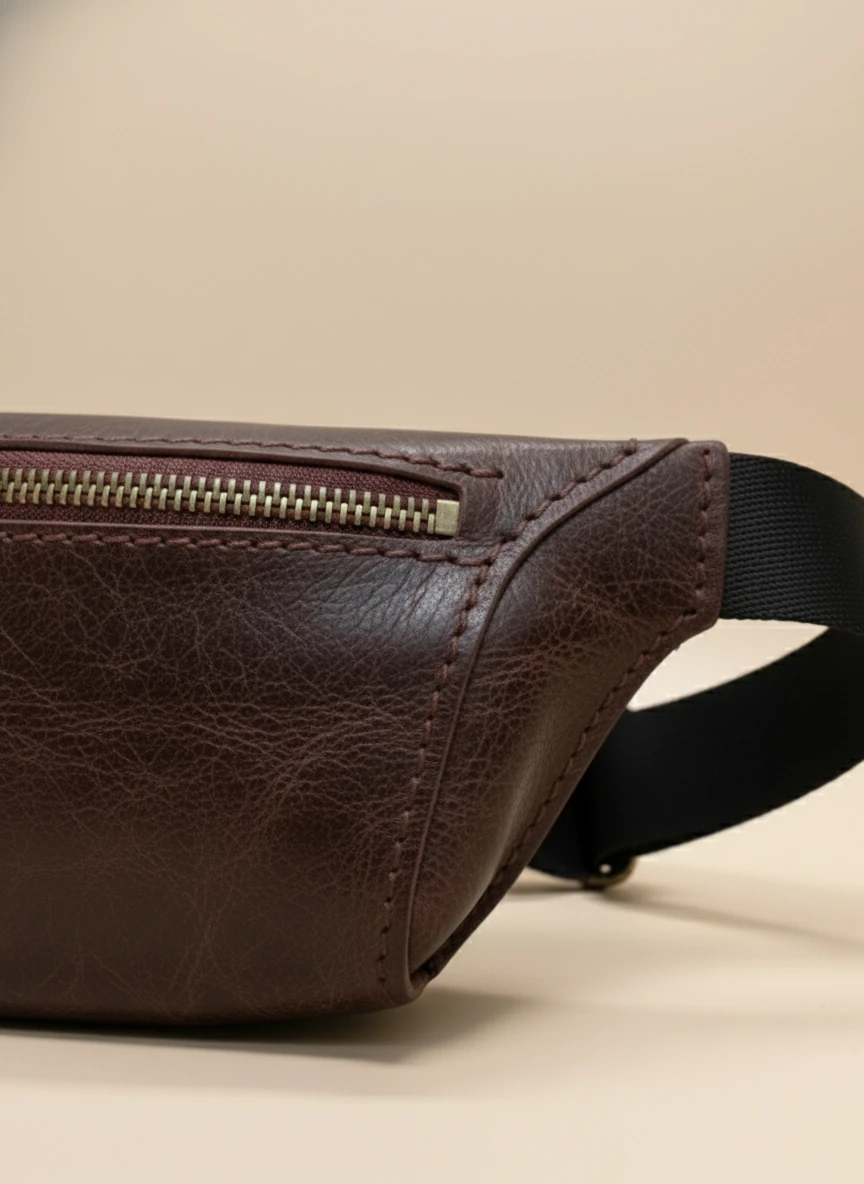 İDS Deri El Dikişi Crossbody Çanta – Hakiki Dana Derisi, Unisex