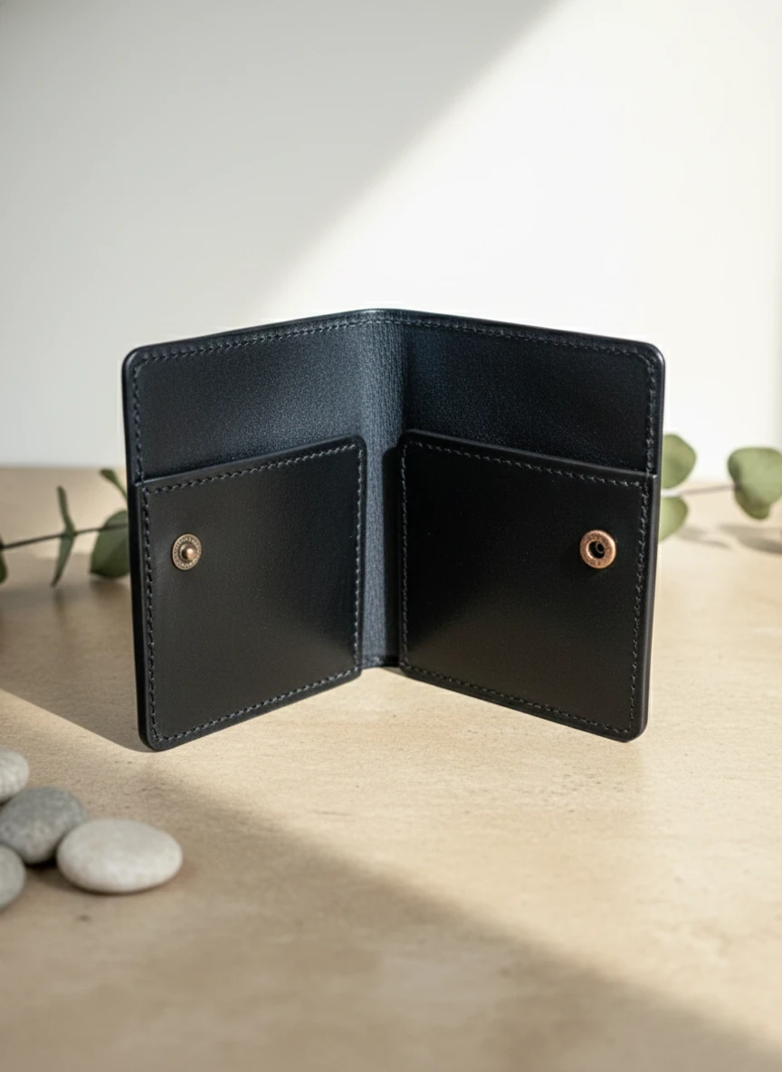 İDS Deri Hakiki Deri Bifold Cüzdan – 8 Kartlık Dış Bölme + İç Para Gözü, Minimalist Erkek Cüzdan