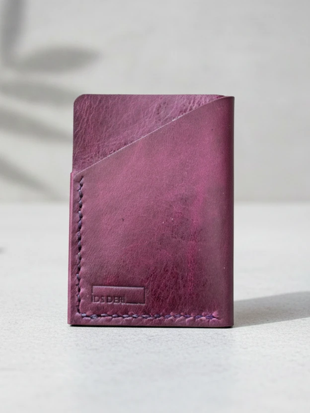 İDS Deri Hakiki Deri El Dikişi Kompakt Kartlık – Minimalist, İnce Tasarım