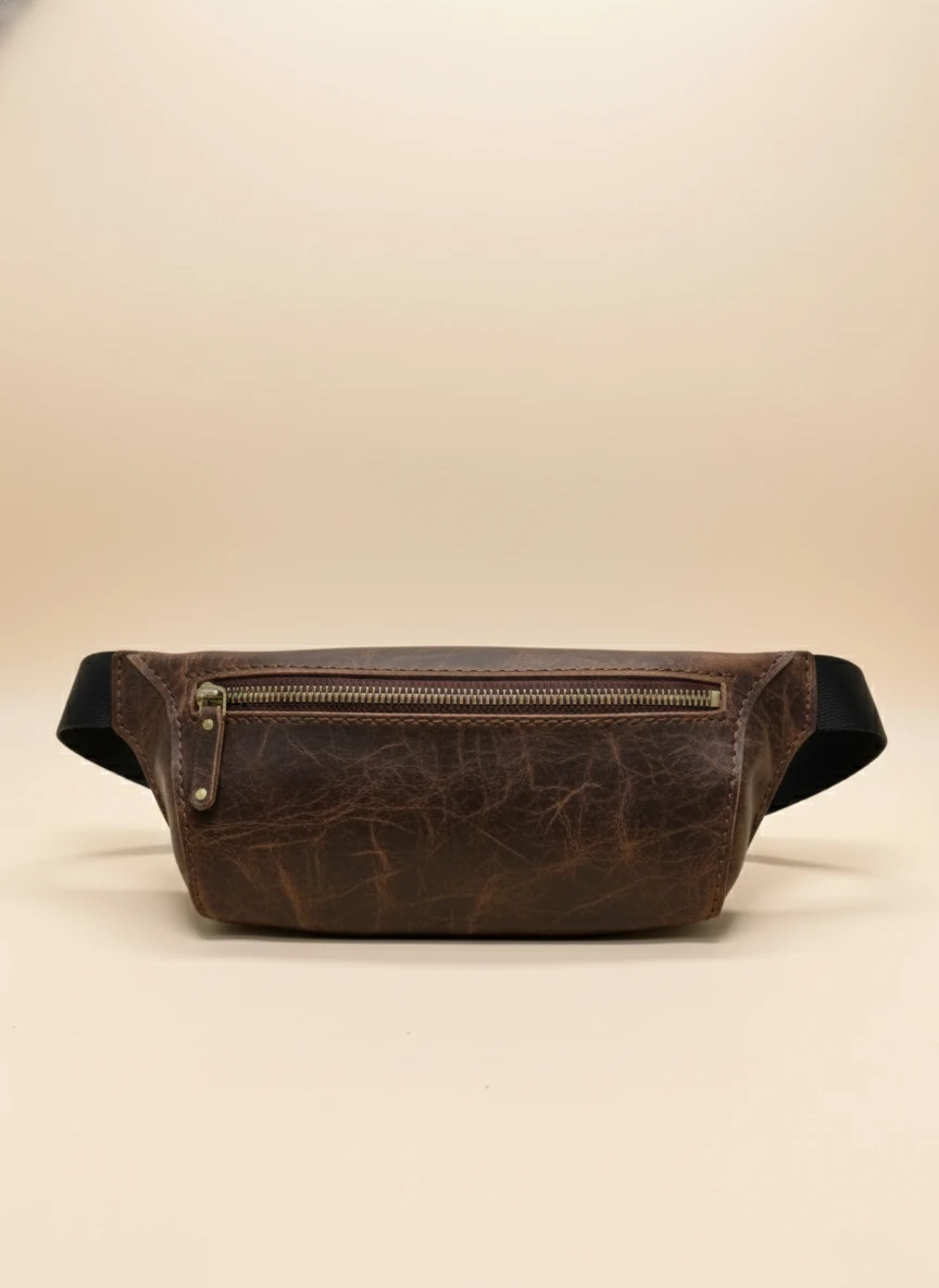 İDS Deri El Dikişi Crossbody Çanta – Hakiki Dana Derisi, Unisex