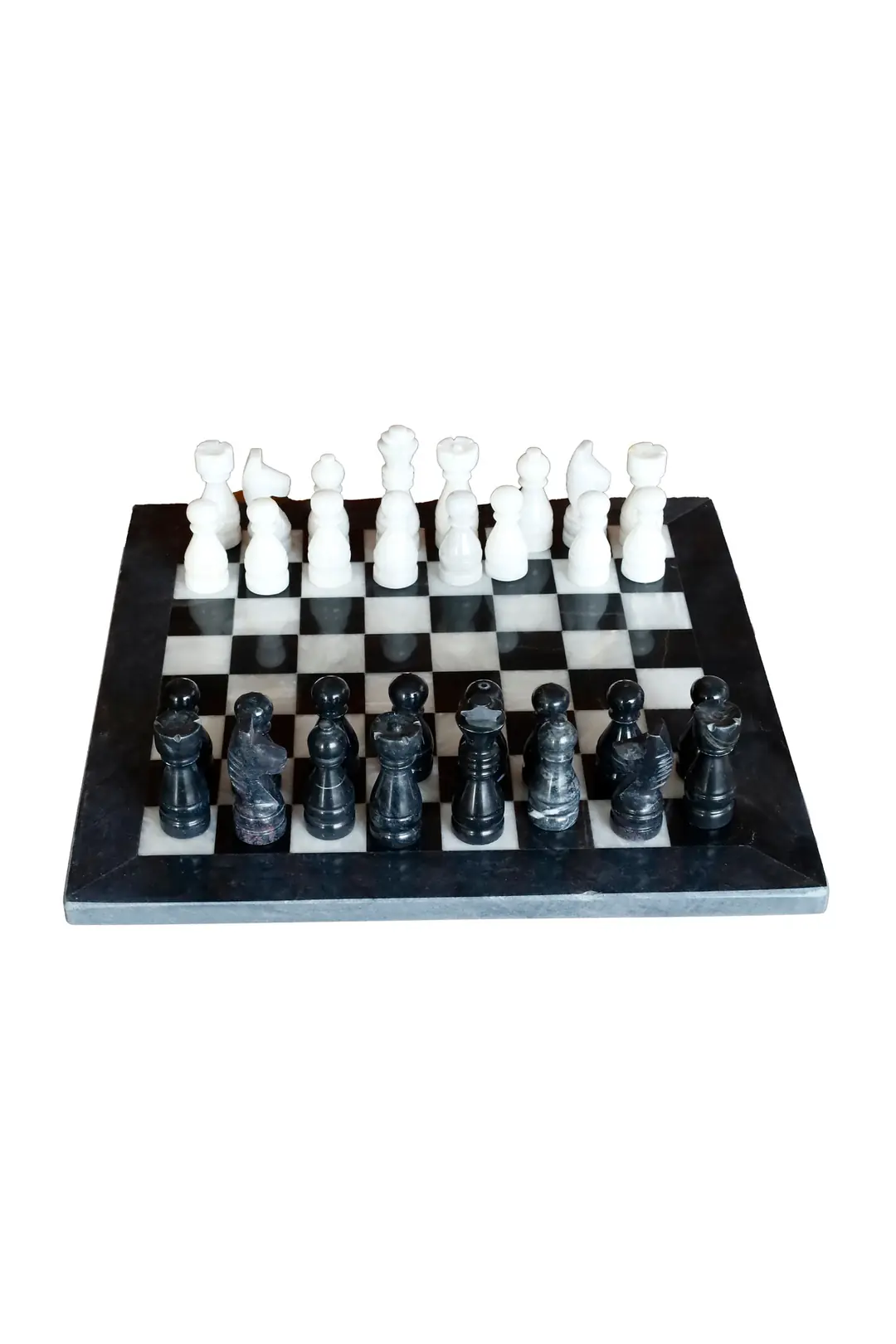 Siyah Oniks Doğal Taş Satranç Takımı 30x30 cm | El Yapımı Premium Set