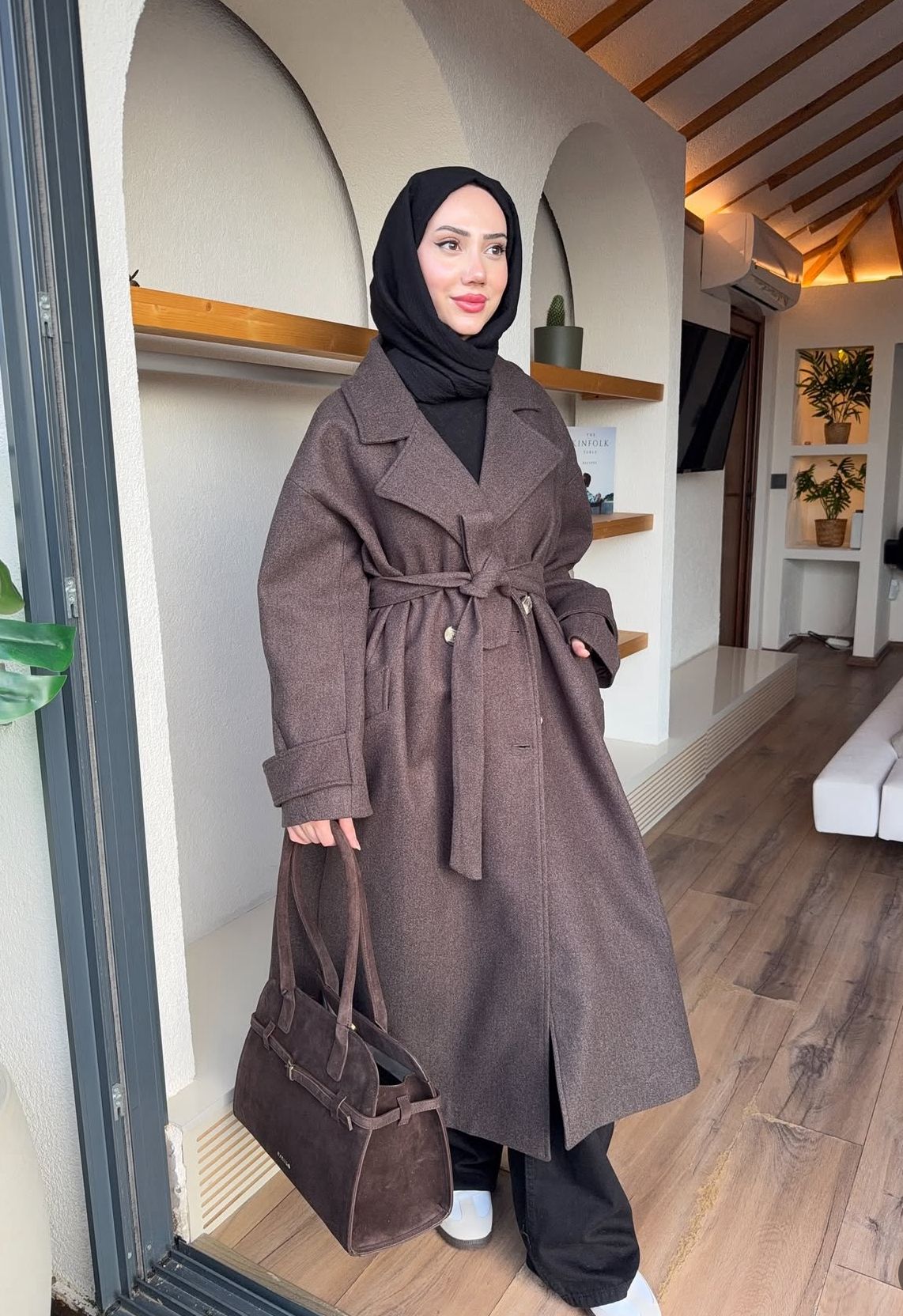 Premium Oversize Kaban - Acı Kahve