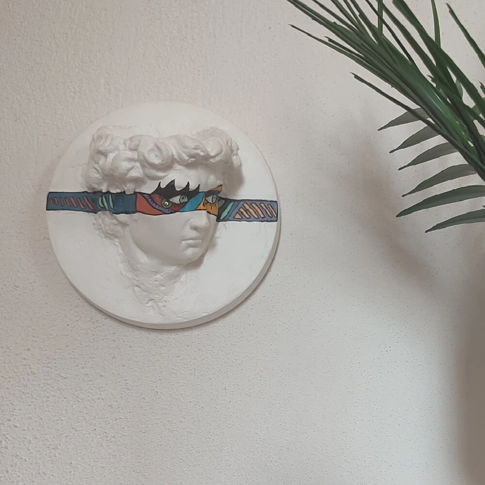 Cubic David Bust Wall Panel